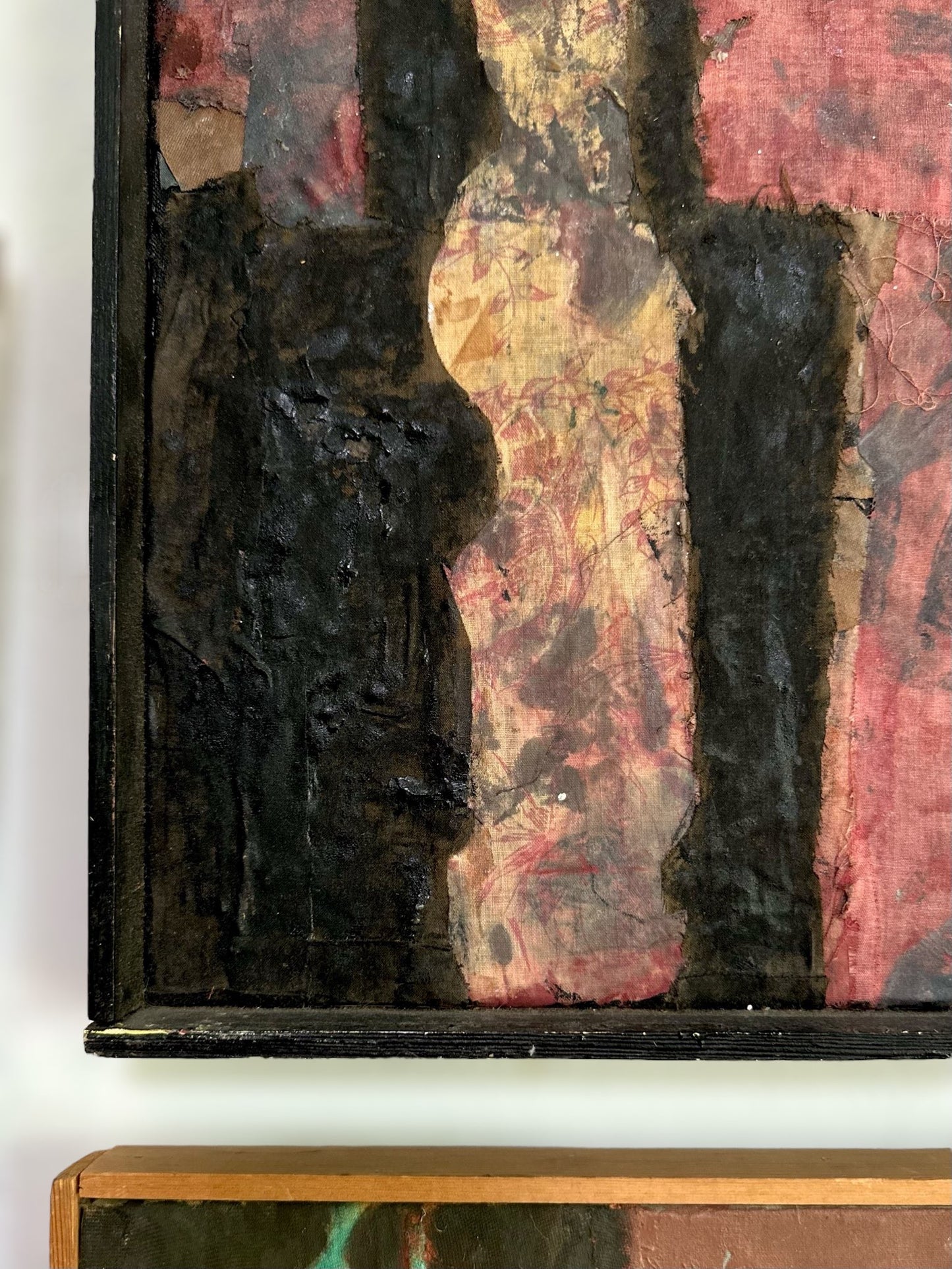 Abstract Mixed Media Painting on Board 1980s Artist R. Dubin (no. 4)