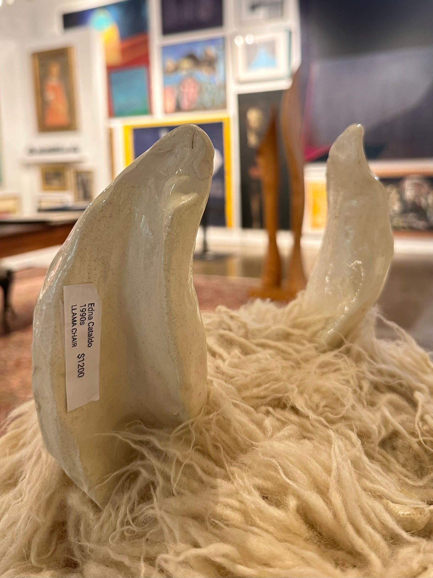 Edna Cataldo 1990s Signed Flocati Wool Llama Sculptural Chair