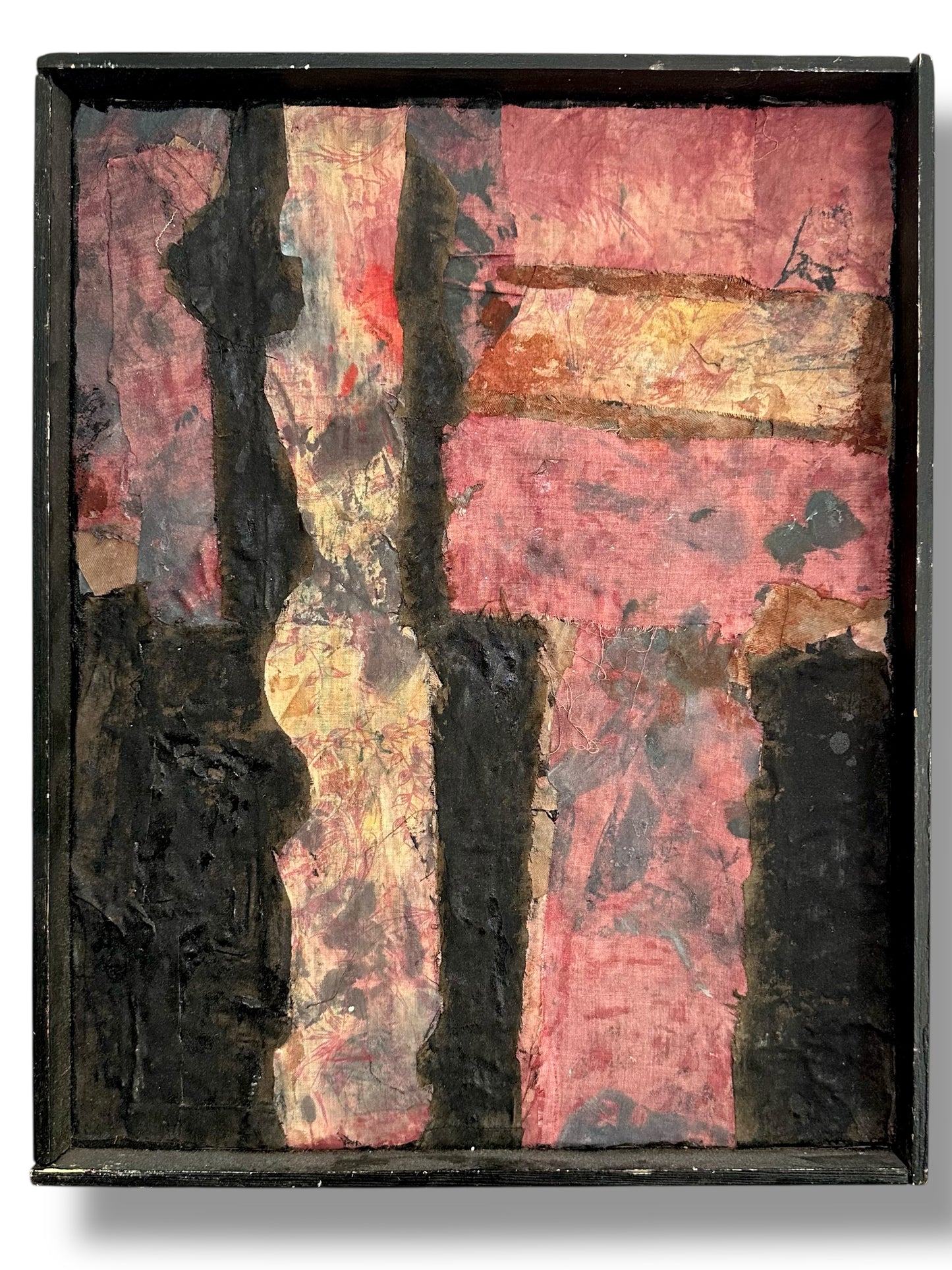 Abstract Mixed Media Painting on Board 1980s Artist R. Dubin (no. 4)