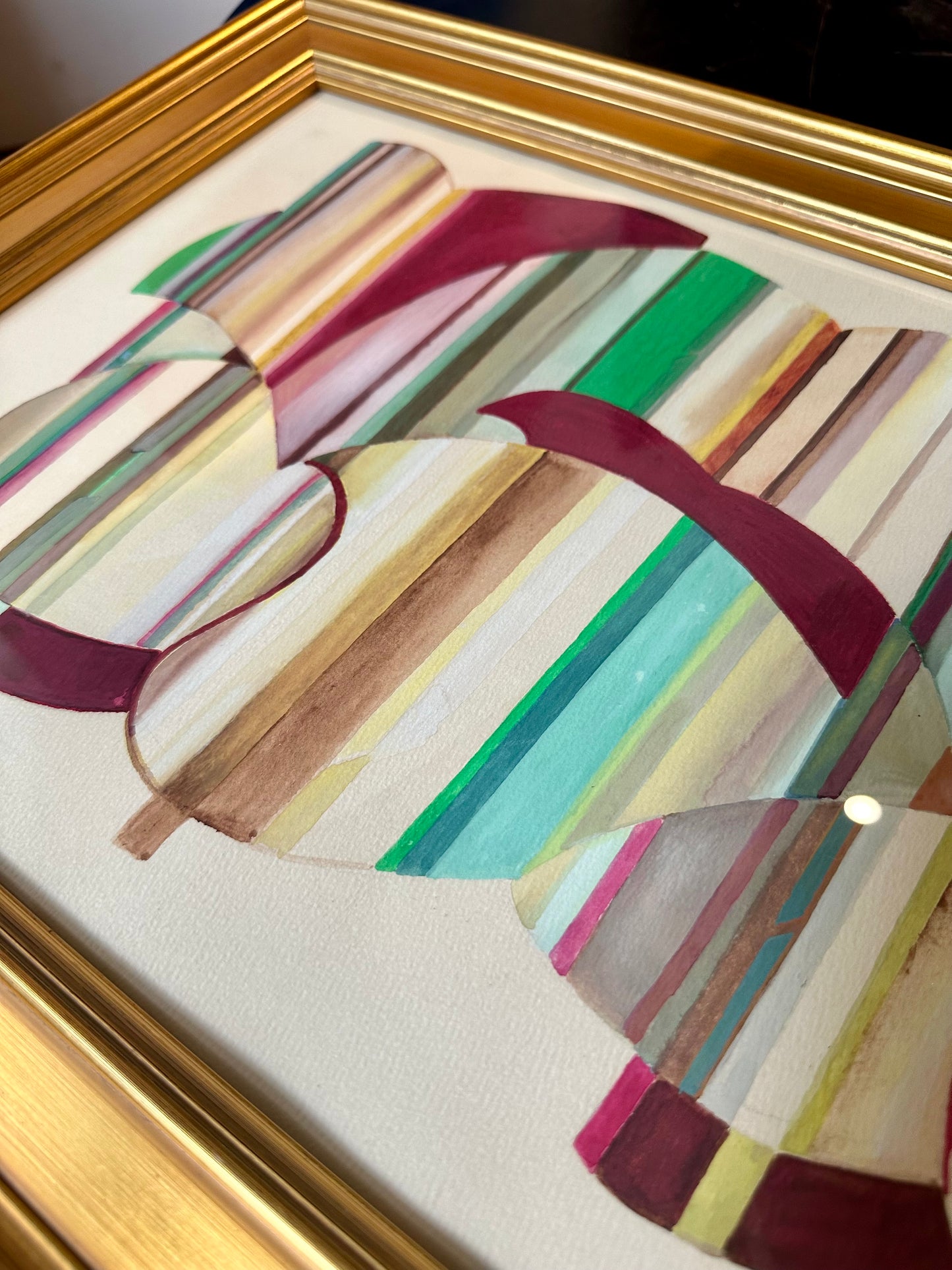 1976 Abstract Watercolor, signed H. Turowski, custom gilt frame