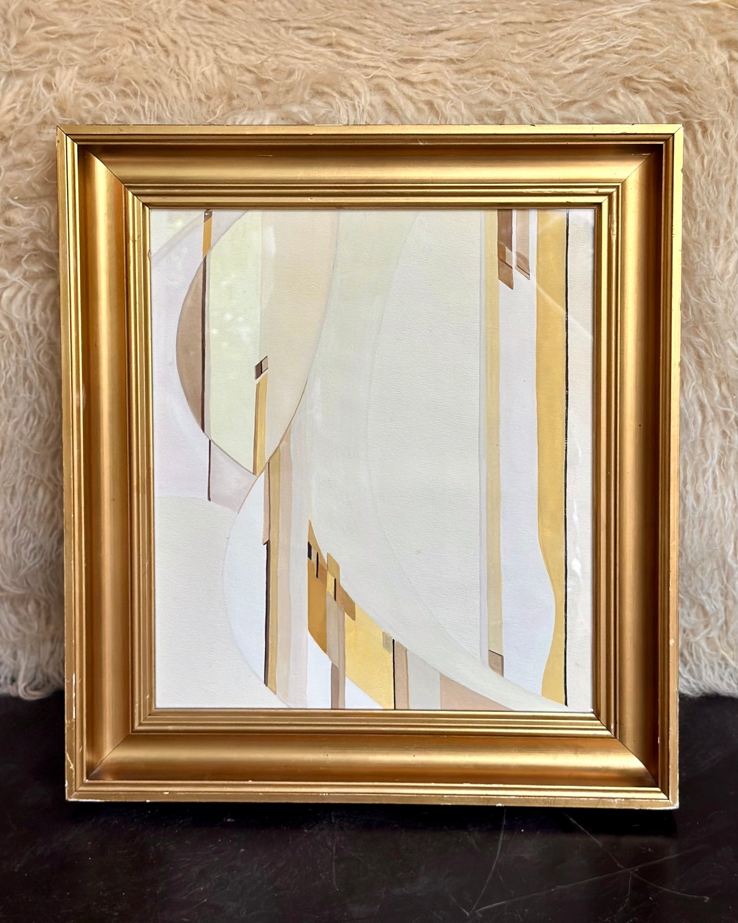 1976 Abstract Watercolor, signed H. Turowski, vintage gilt frame