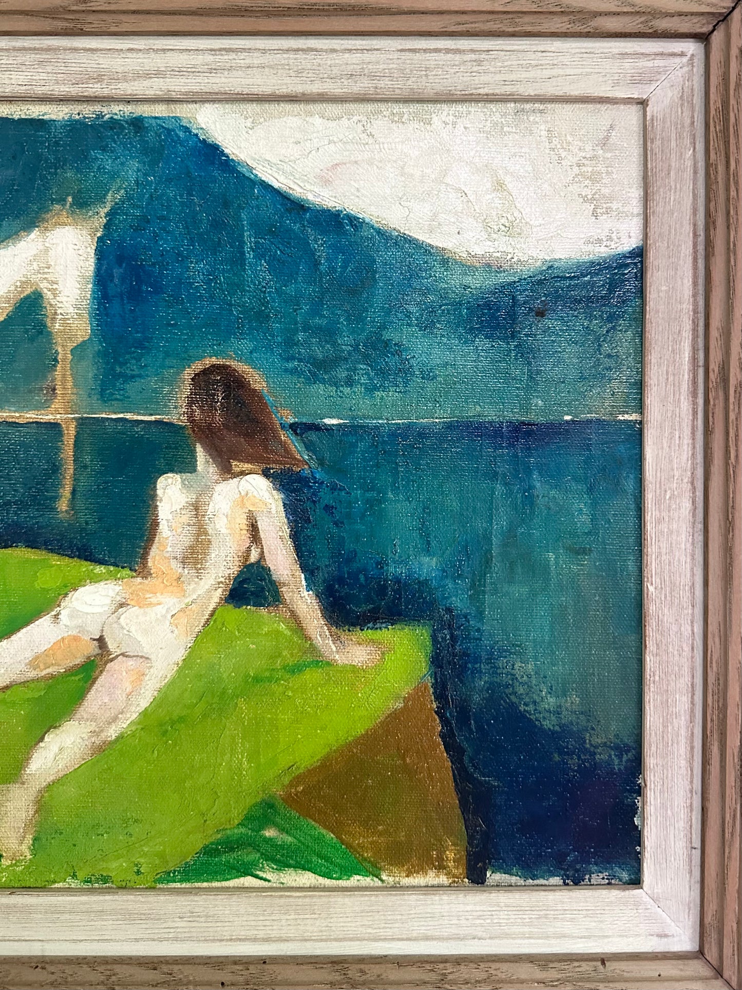 1960s Oil on Canvas, Figure with Horse, Framed
