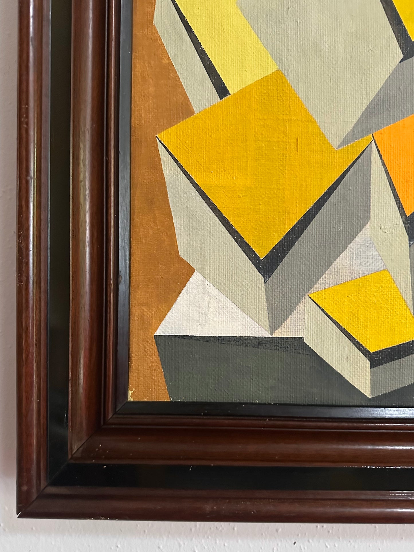 1960s Paint on Canvas Abstract Composition by Cicely De Beers (1892-1973) in Antique Eastlake Frame
