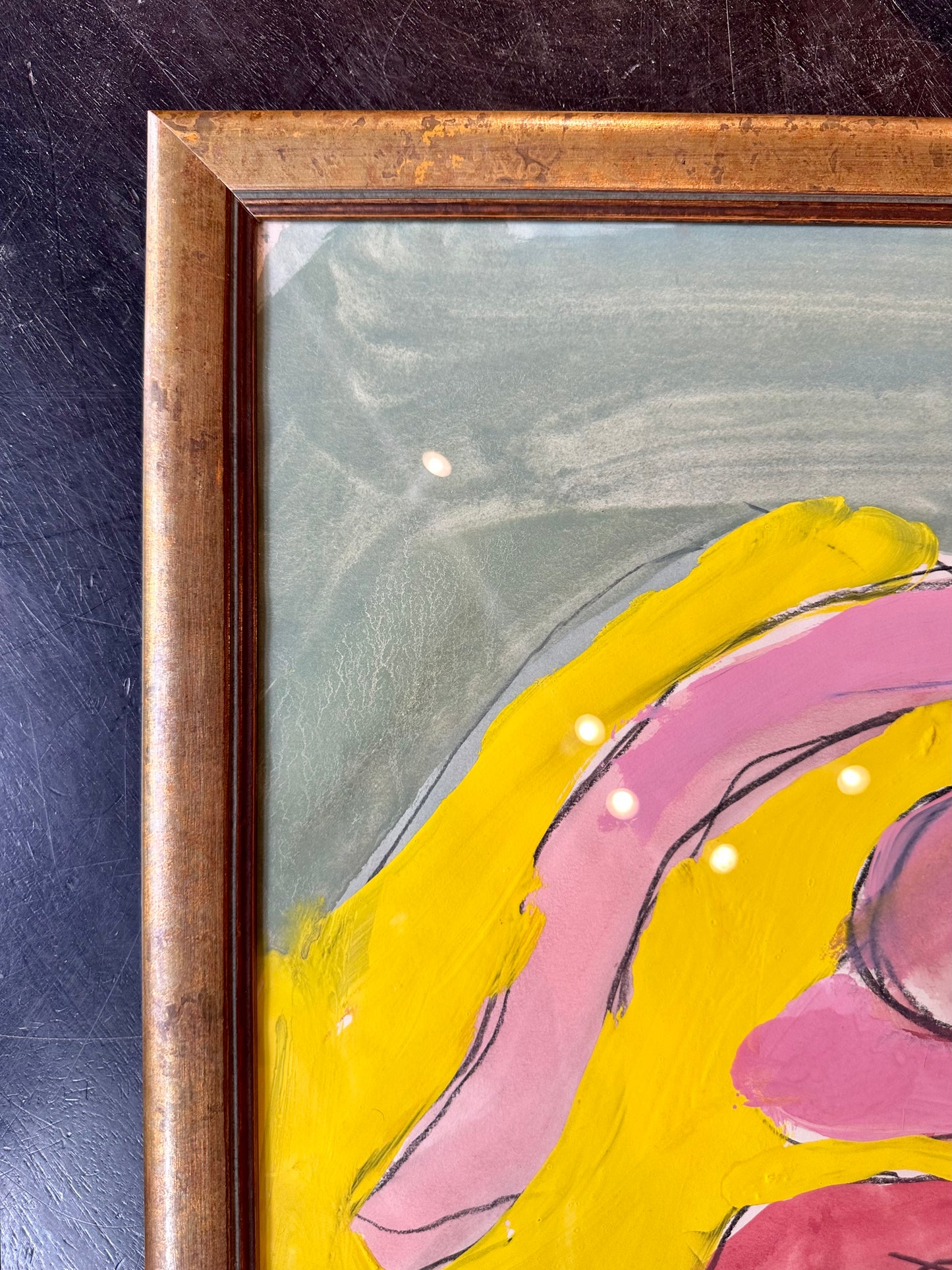 Harley Francis 1960s Paint on Paper Figurative Abstract, Framed