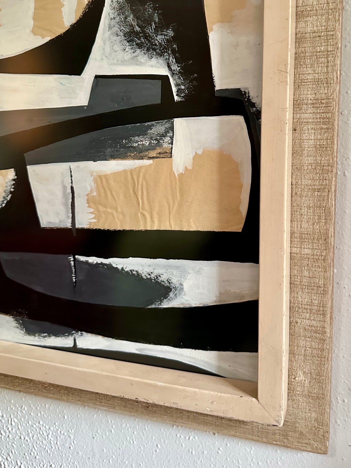 1950s Abstract Paint on Paper, Anita Johnson, Vintage Modernist Wood Frame