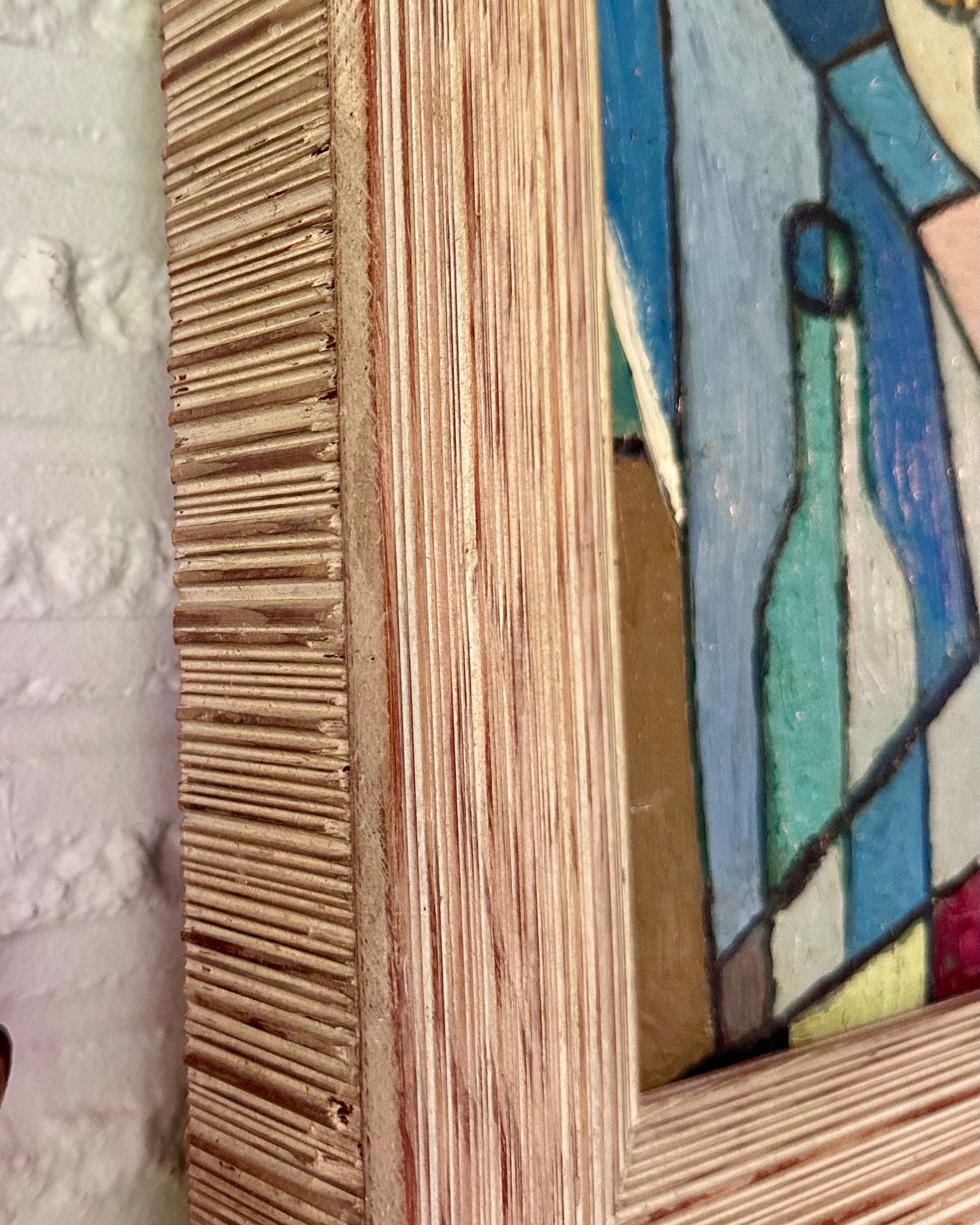 1950s Cubist Still Life in Oil in Period Reeded Wood Frame