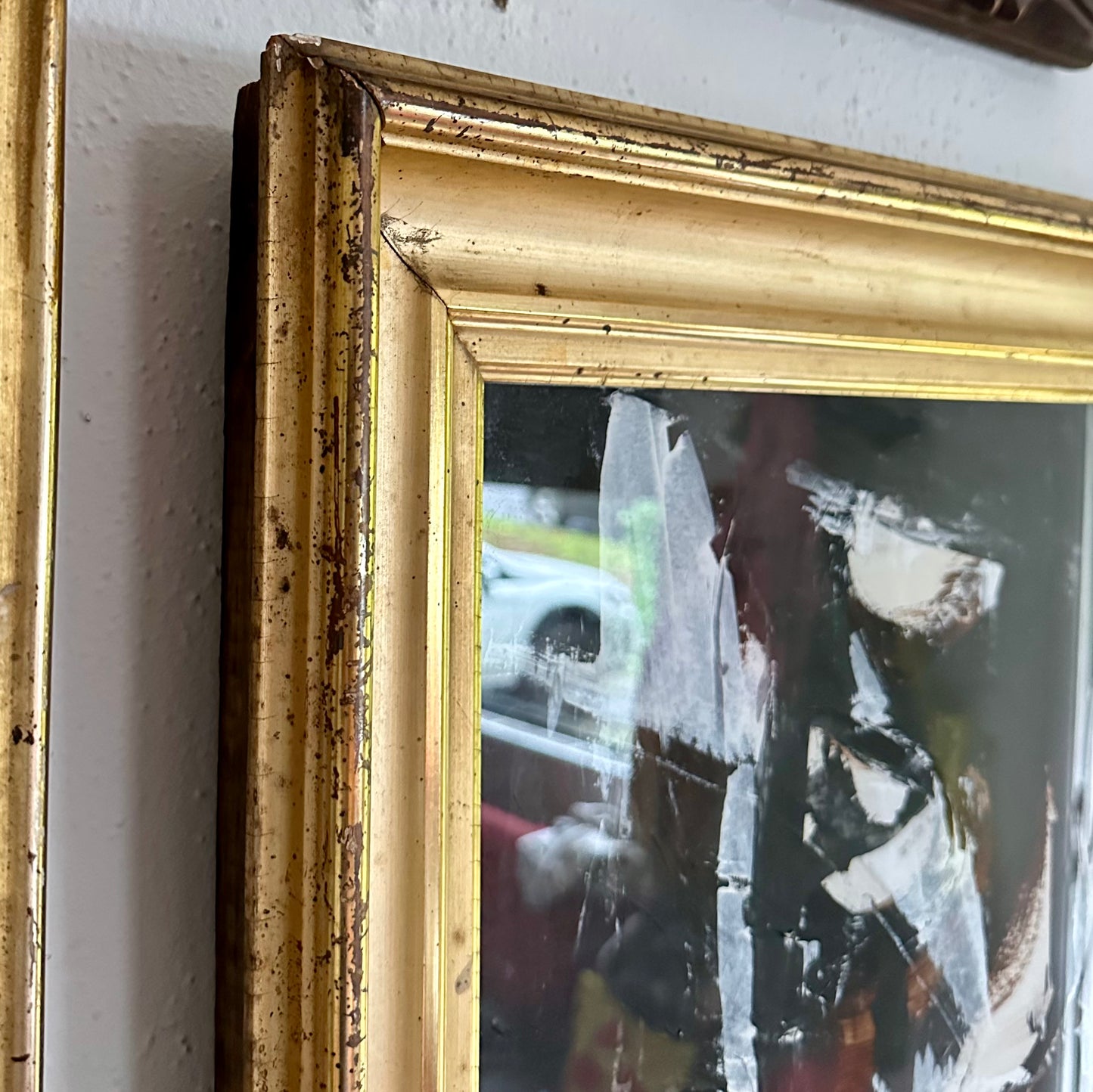 Katherine Langley (1943-2024) Abstract Expressionist painting in 19th century gilt frame