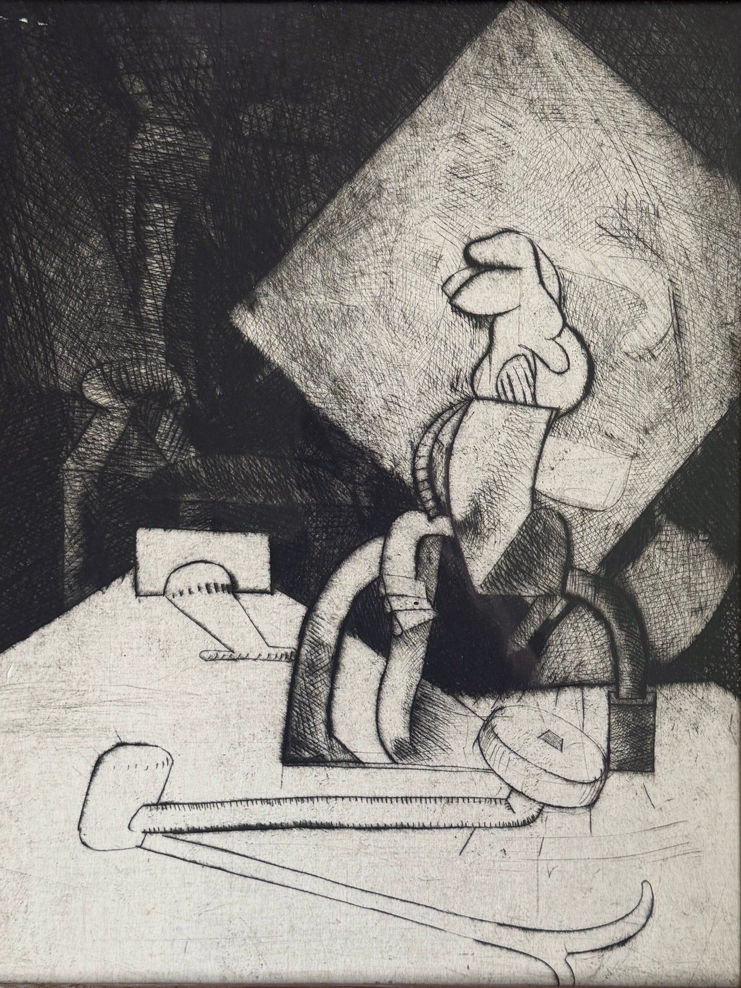 1963 John Mart Opie (b.1936) “Sea Captain” Intaglio in Artist Made 1950s Frame
