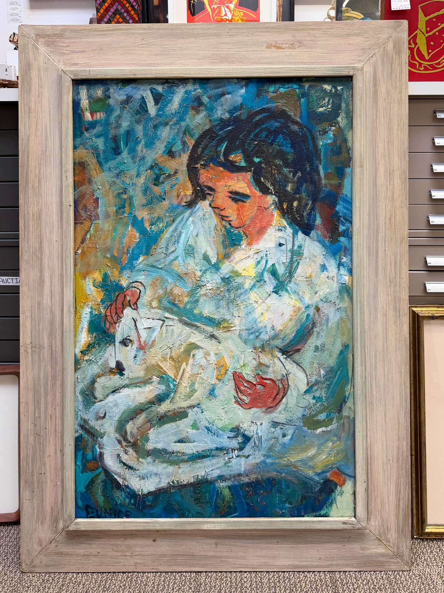 Eunice Parsons (1916-2024) Oil on Canvas 1950s Large Scale Framed Painting
