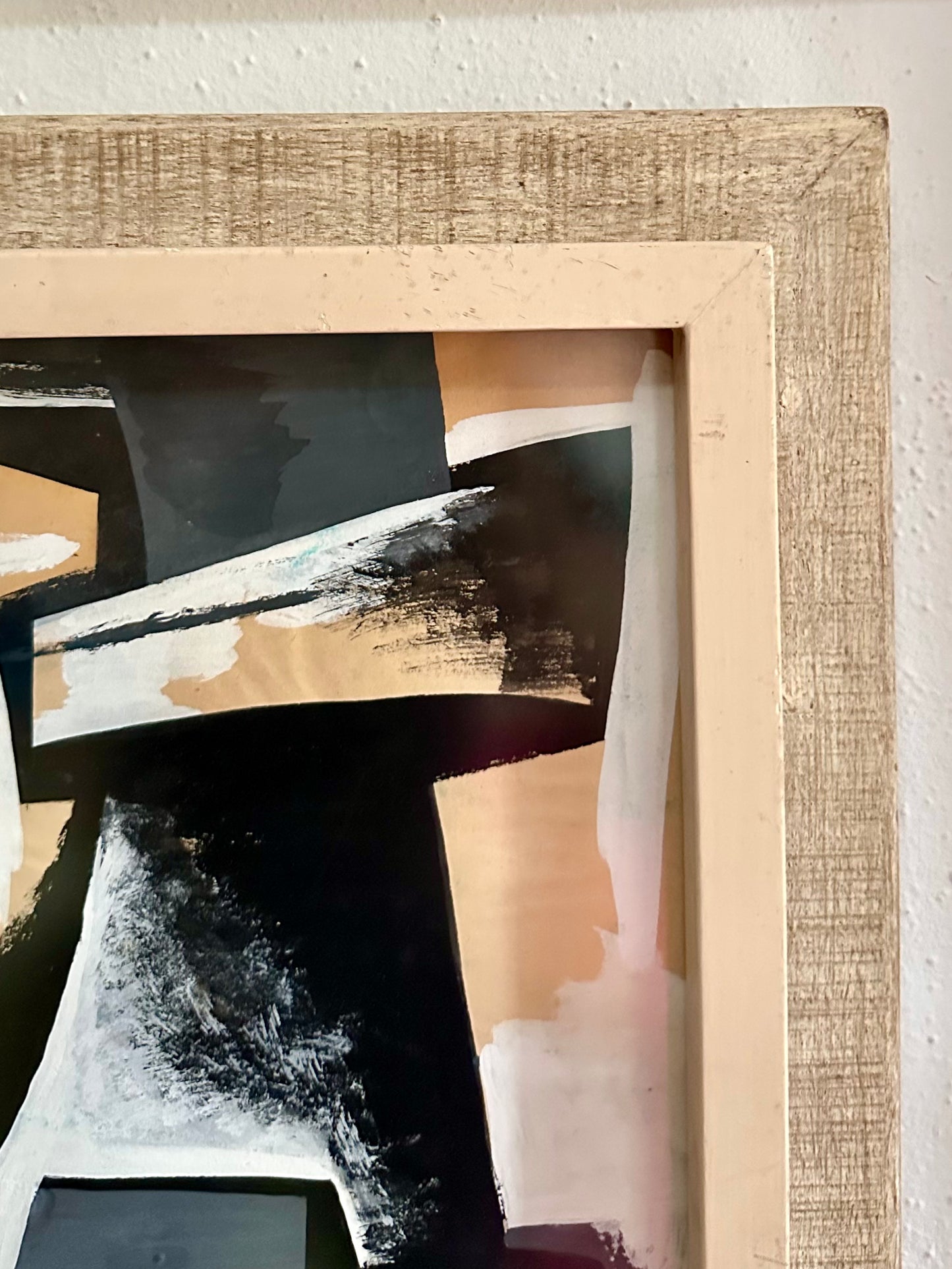 1950s Abstract Paint on Paper, Anita Johnson, Vintage Modernist Wood Frame
