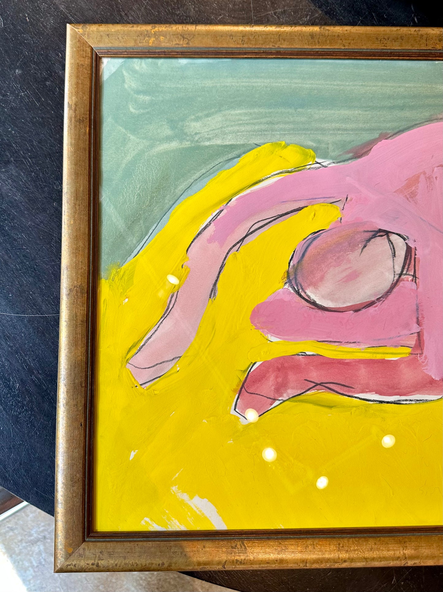 Harley Francis 1960s Paint on Paper Figurative Abstract, Framed