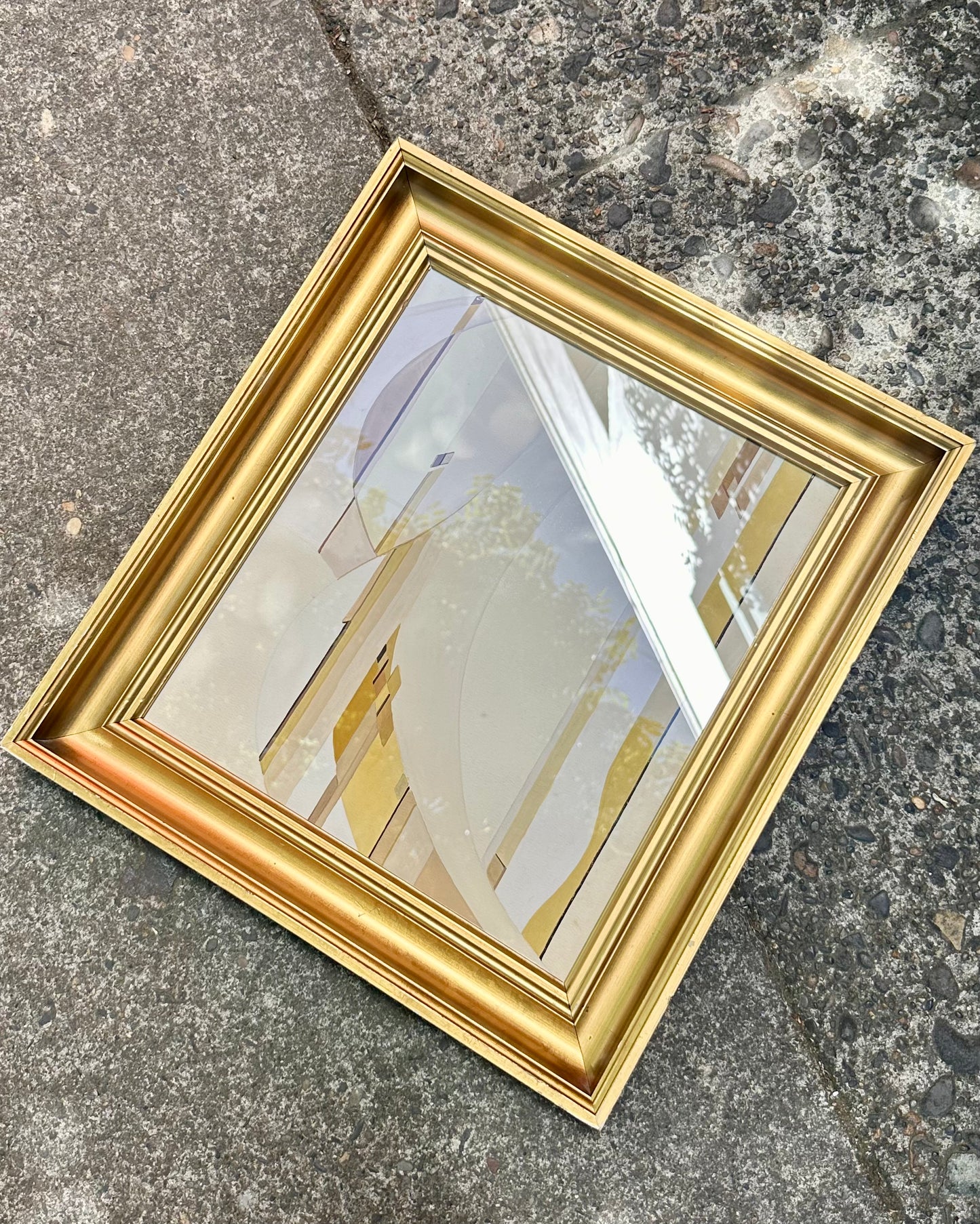 1976 Abstract Watercolor, signed H. Turowski, vintage gilt frame