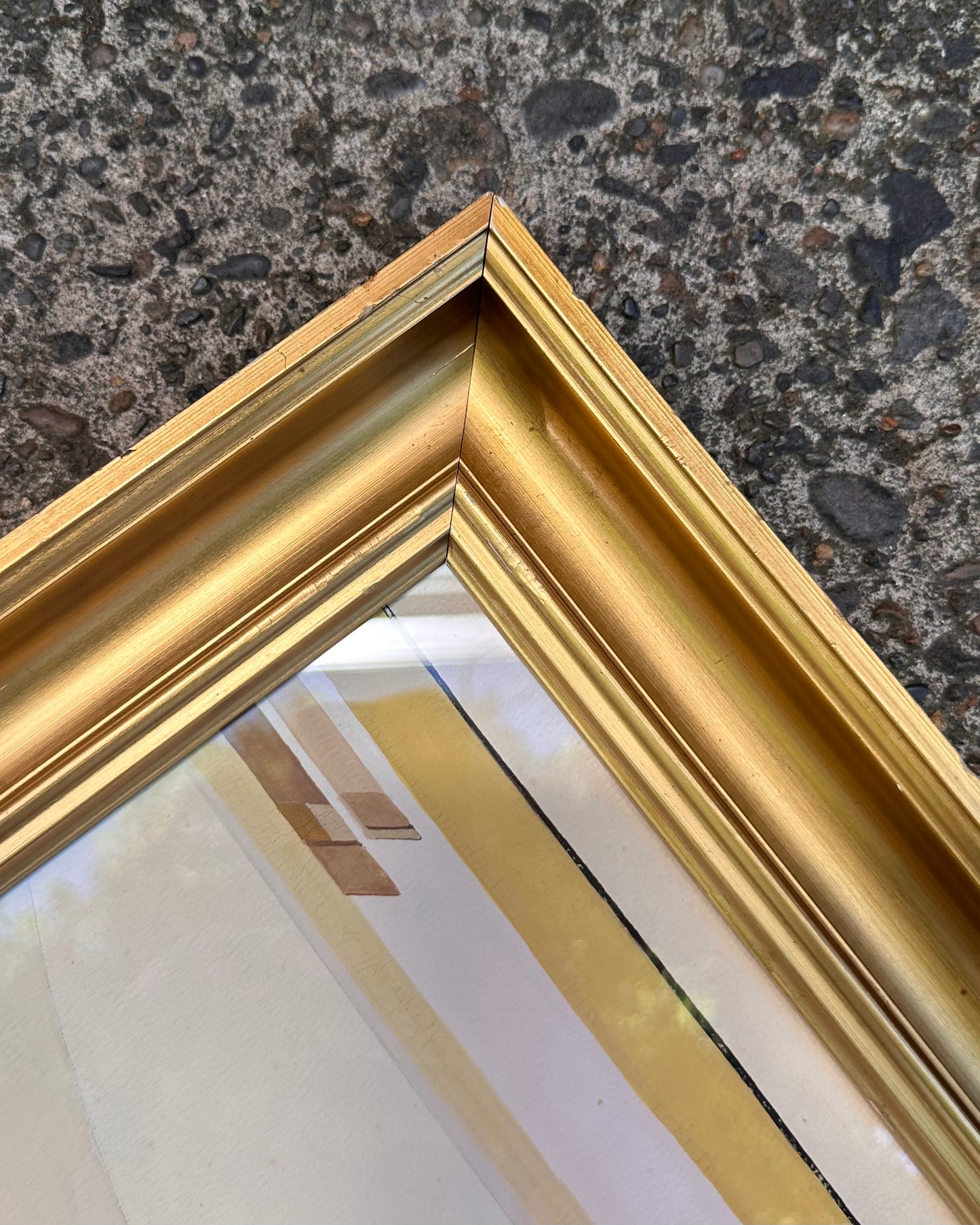 1976 Abstract Watercolor, signed H. Turowski, vintage gilt frame