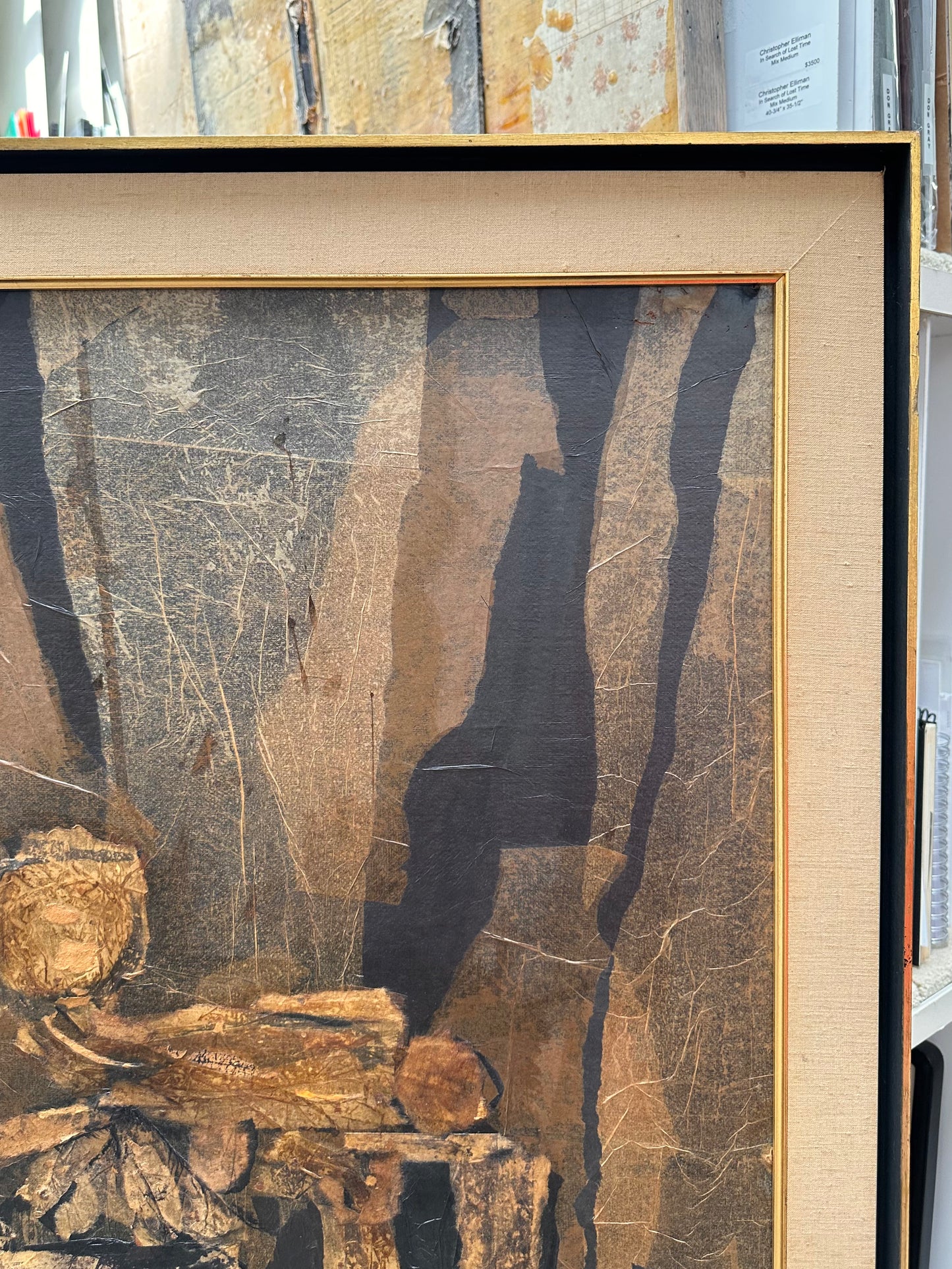 Maurice Abramson (1908-1993) Large Abstract Mixed Media Composition in Original Frame, 1960s