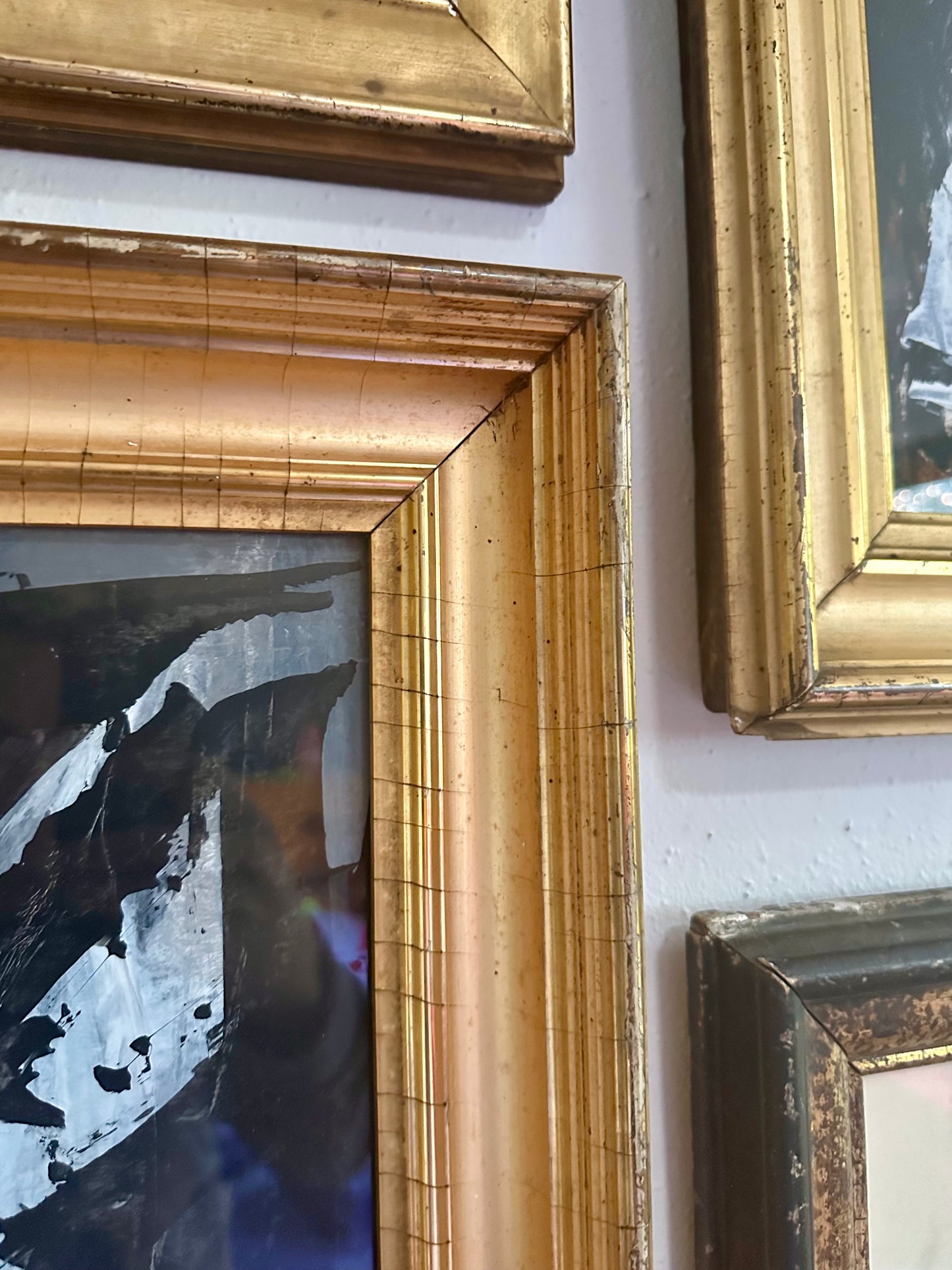 Katherine Langley (1943-2024) Abstract Expressionist painting in 19th century gilt frame