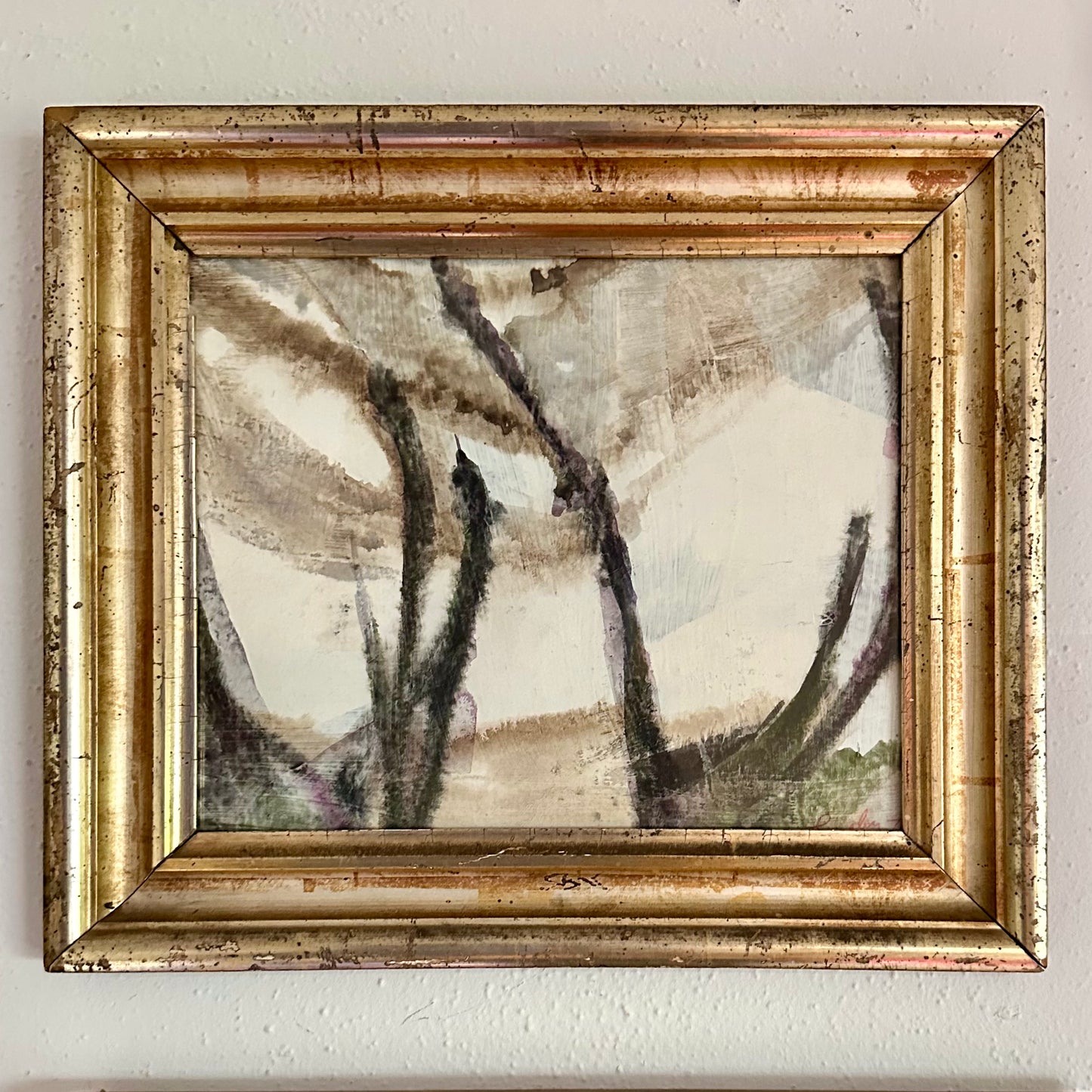 Katherine Langley (1943-2024) Abstract Expressionist painting in 19th century gilt frame