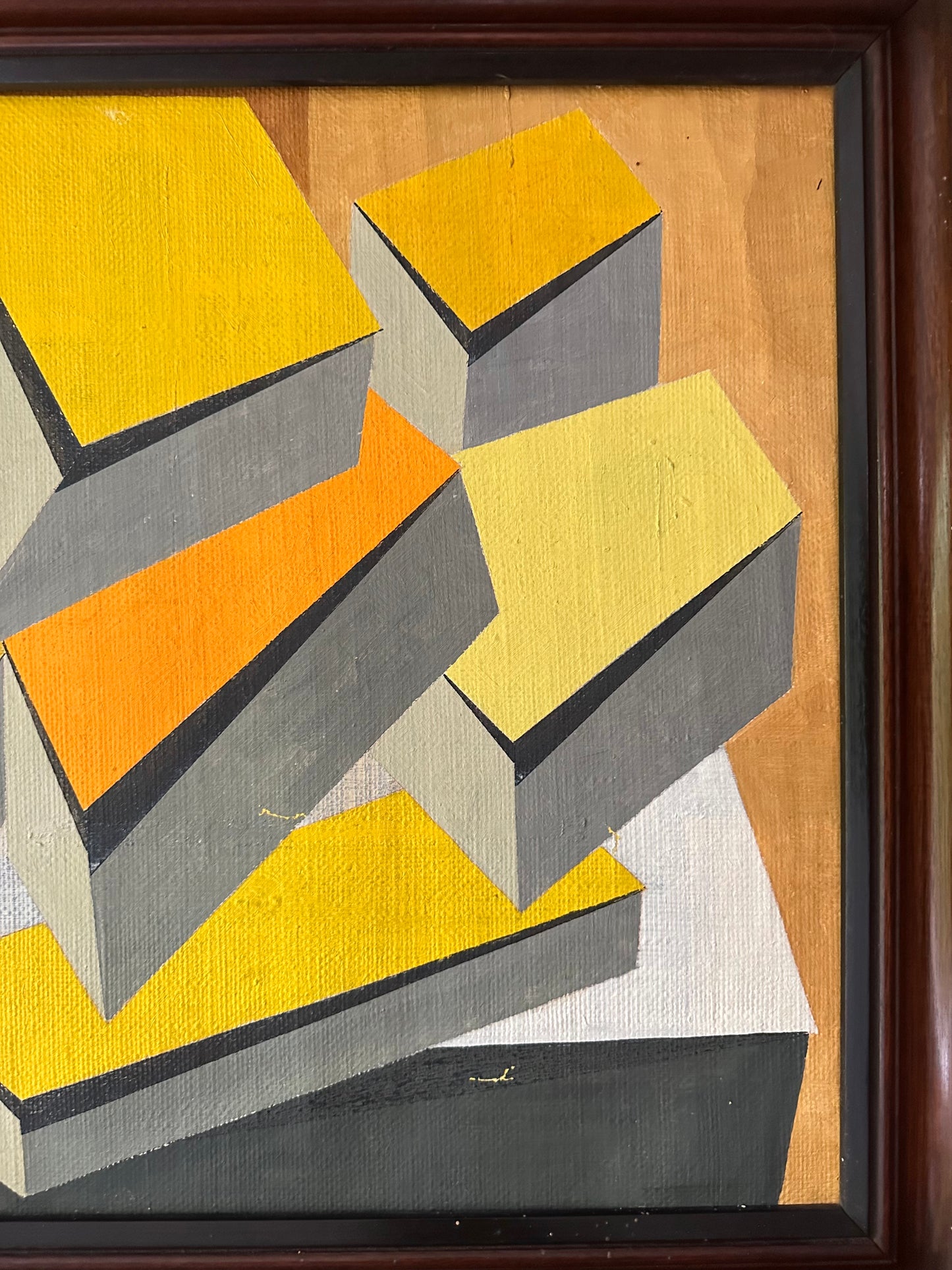 1960s Paint on Canvas Abstract Composition by Cicely De Beers (1892-1973) in Antique Eastlake Frame