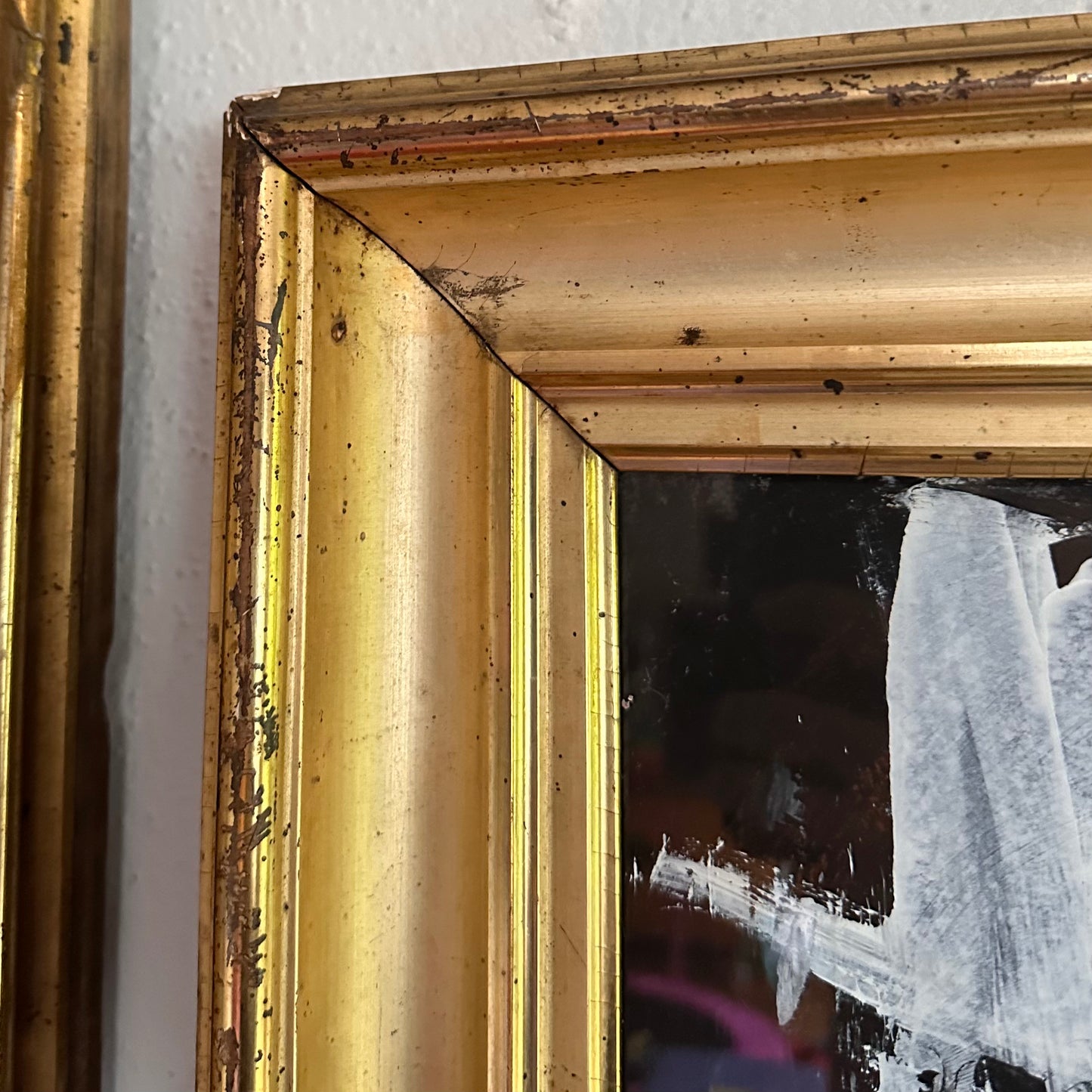 Katherine Langley (1943-2024) Abstract Expressionist painting in 19th century gilt frame