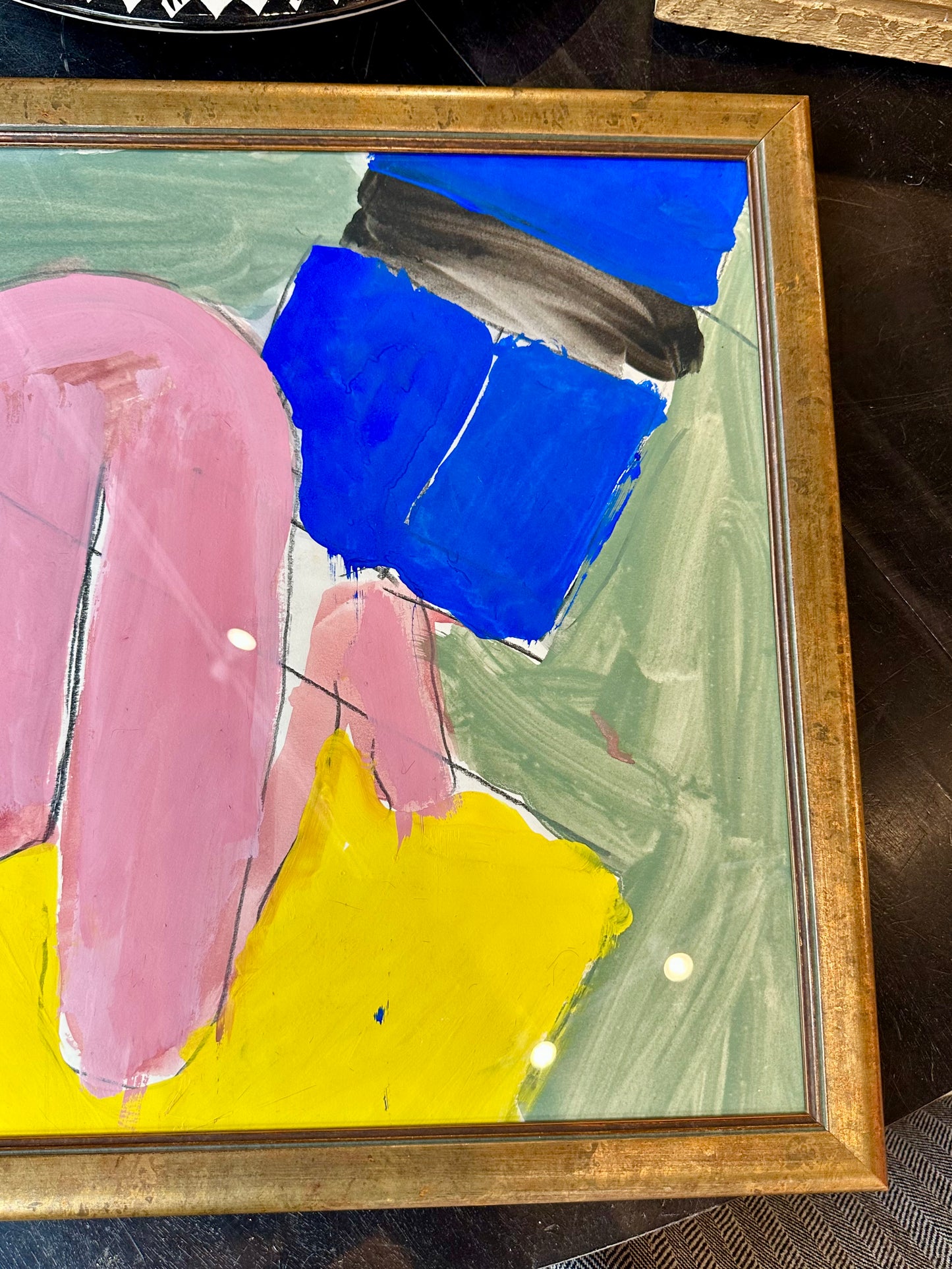 Harley Francis 1960s Paint on Paper Figurative Abstract, Framed