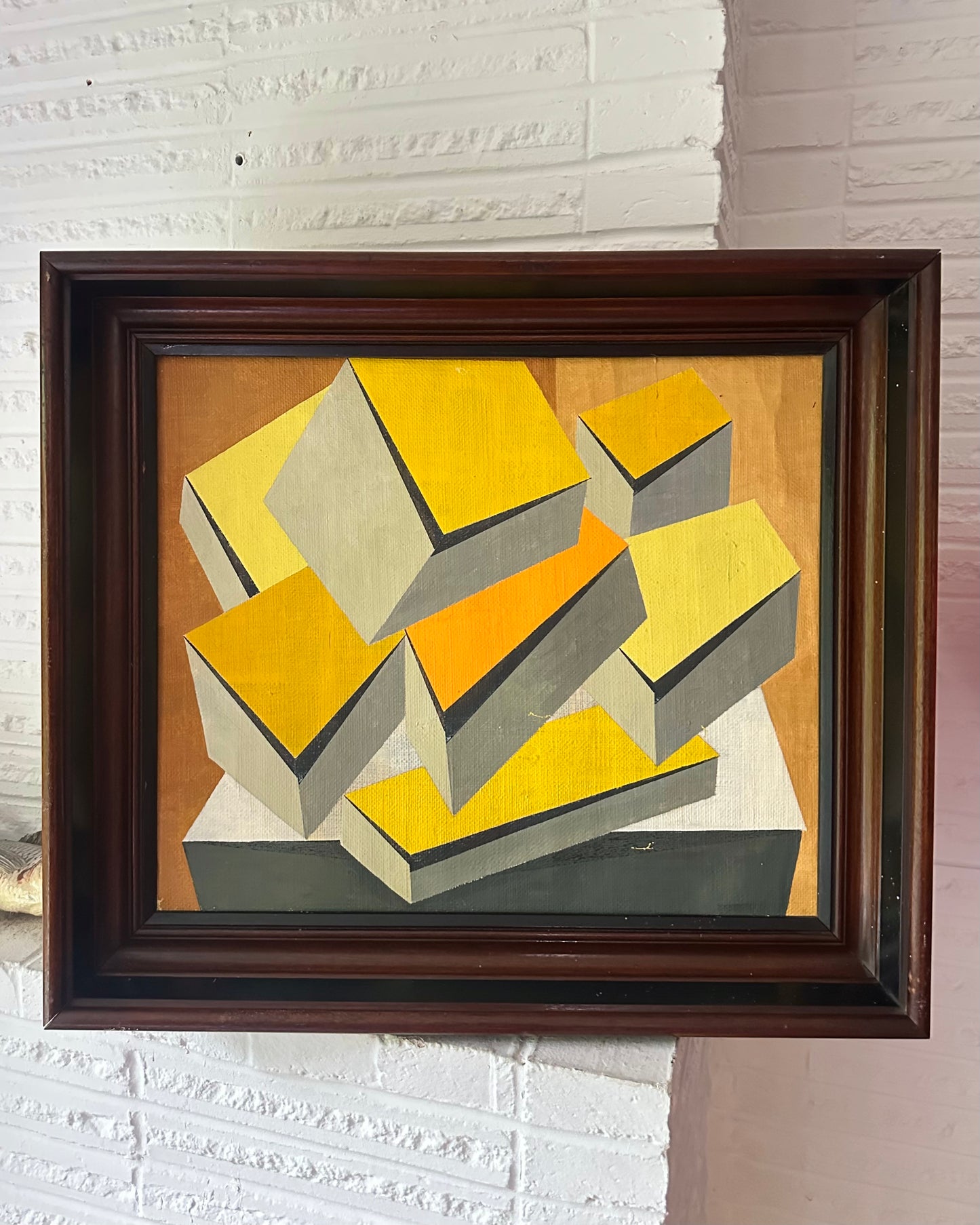 1960s Paint on Canvas Abstract Composition by Cicely De Beers (1892-1973) in Antique Eastlake Frame