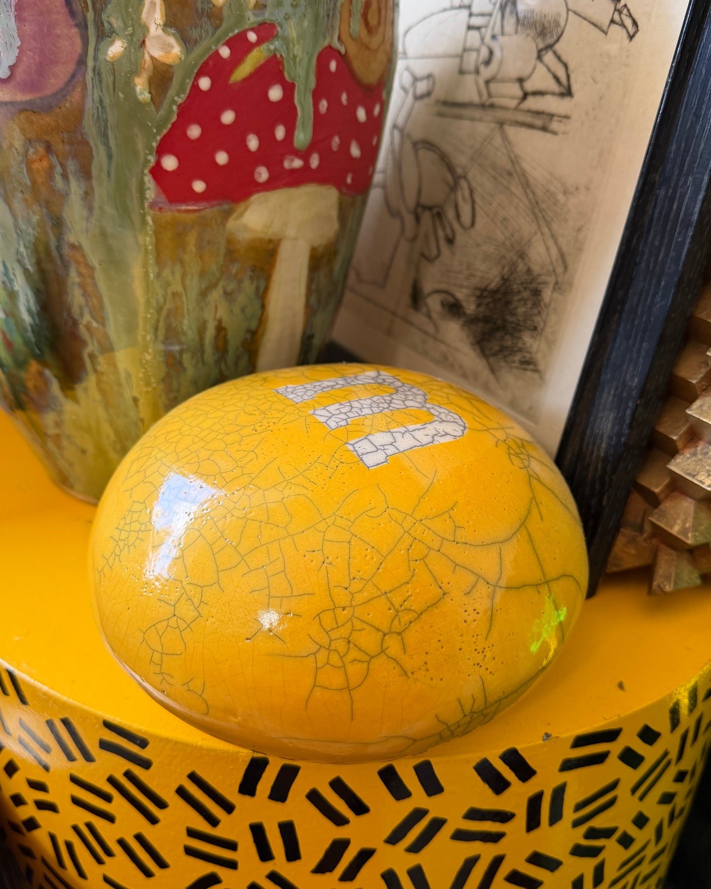 American Contemporary Ceramicist Karen Shapiro Giant Yellow M&M