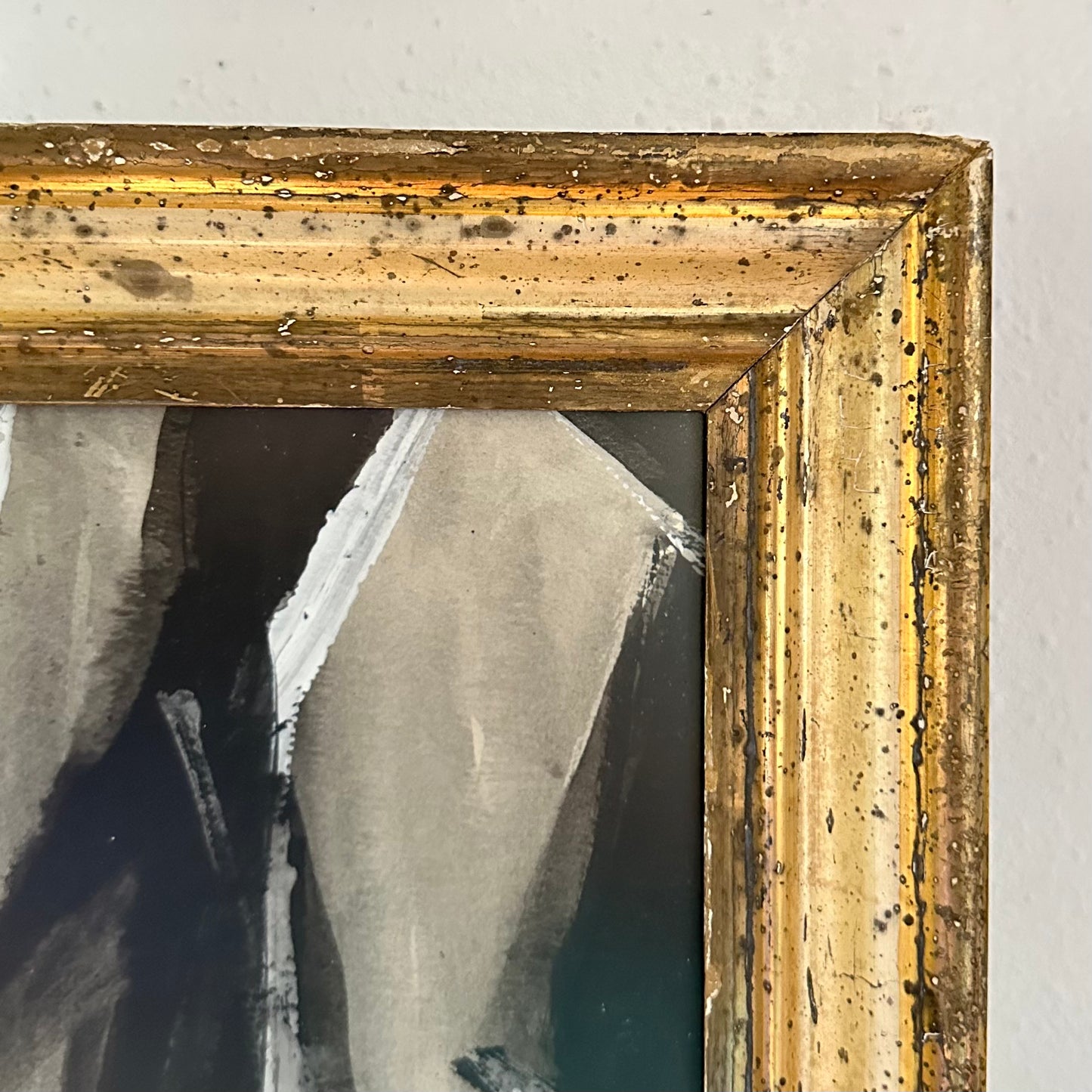 Katherine Langley (1943-2024) Abstract Expressionist painting in 19th century gilt frame