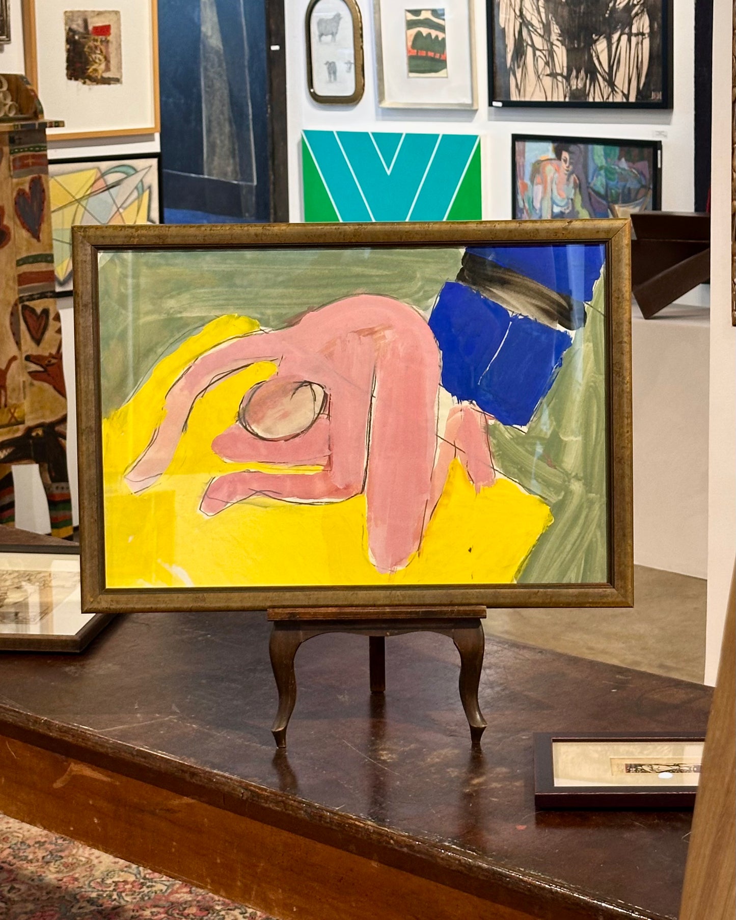Harley Francis 1960s Paint on Paper Figurative Abstract, Framed
