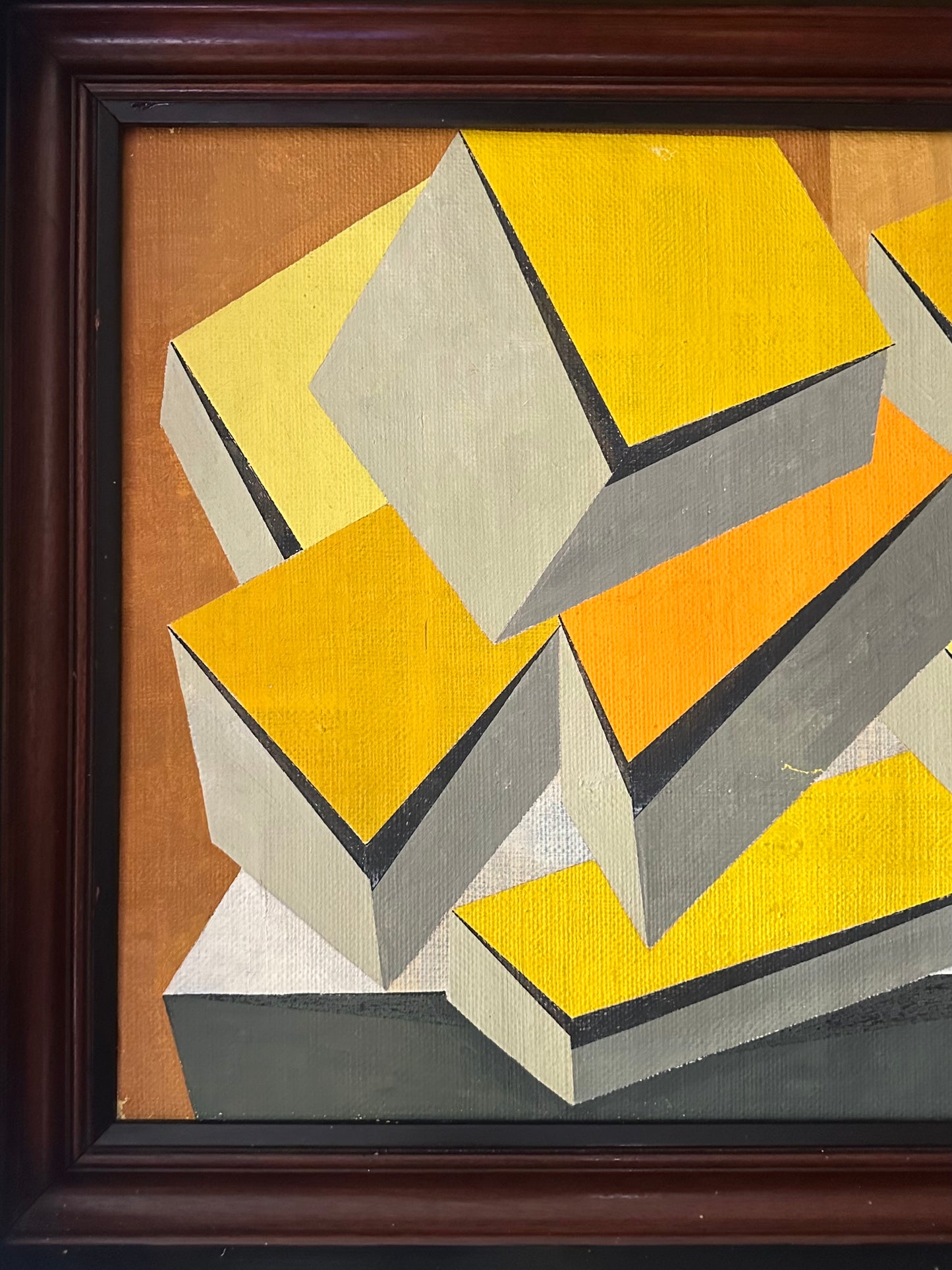 1960s Paint on Canvas Abstract Composition by Cicely De Beers (1892-1973) in Antique Eastlake Frame