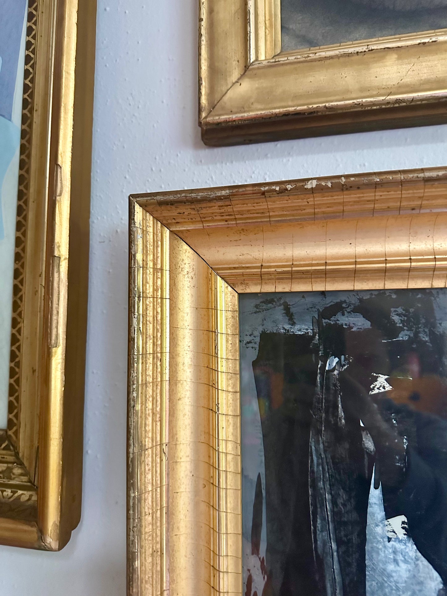 Katherine Langley (1943-2024) Abstract Expressionist painting in 19th century gilt frame
