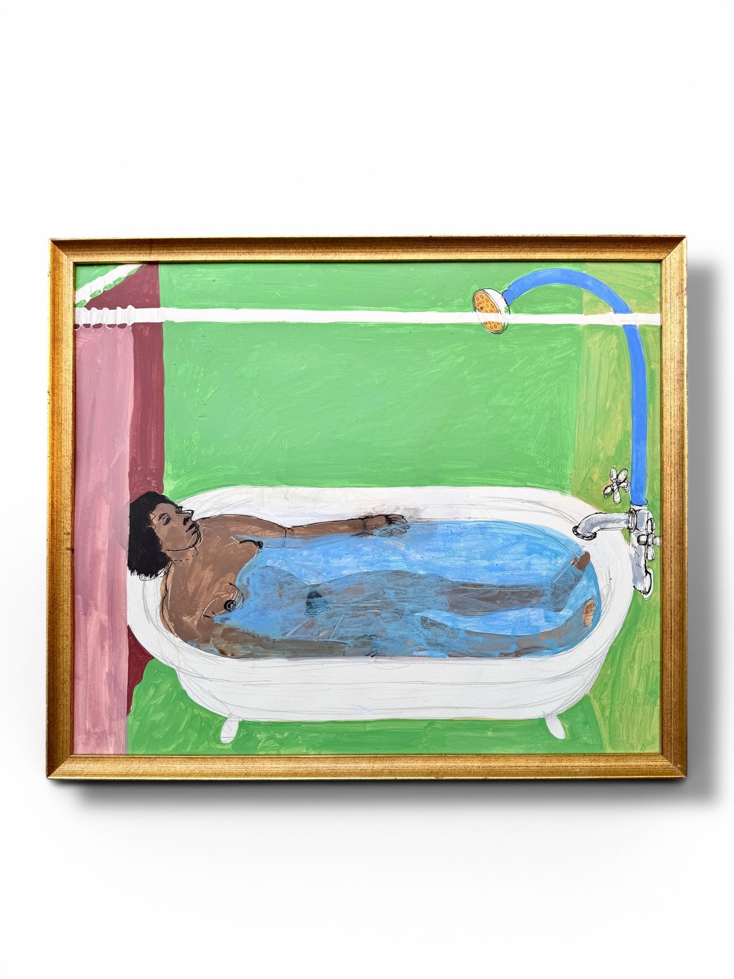 20th Century American John Mart Opie (b. 1936) Bathing Woman Painting, 1970, Framed