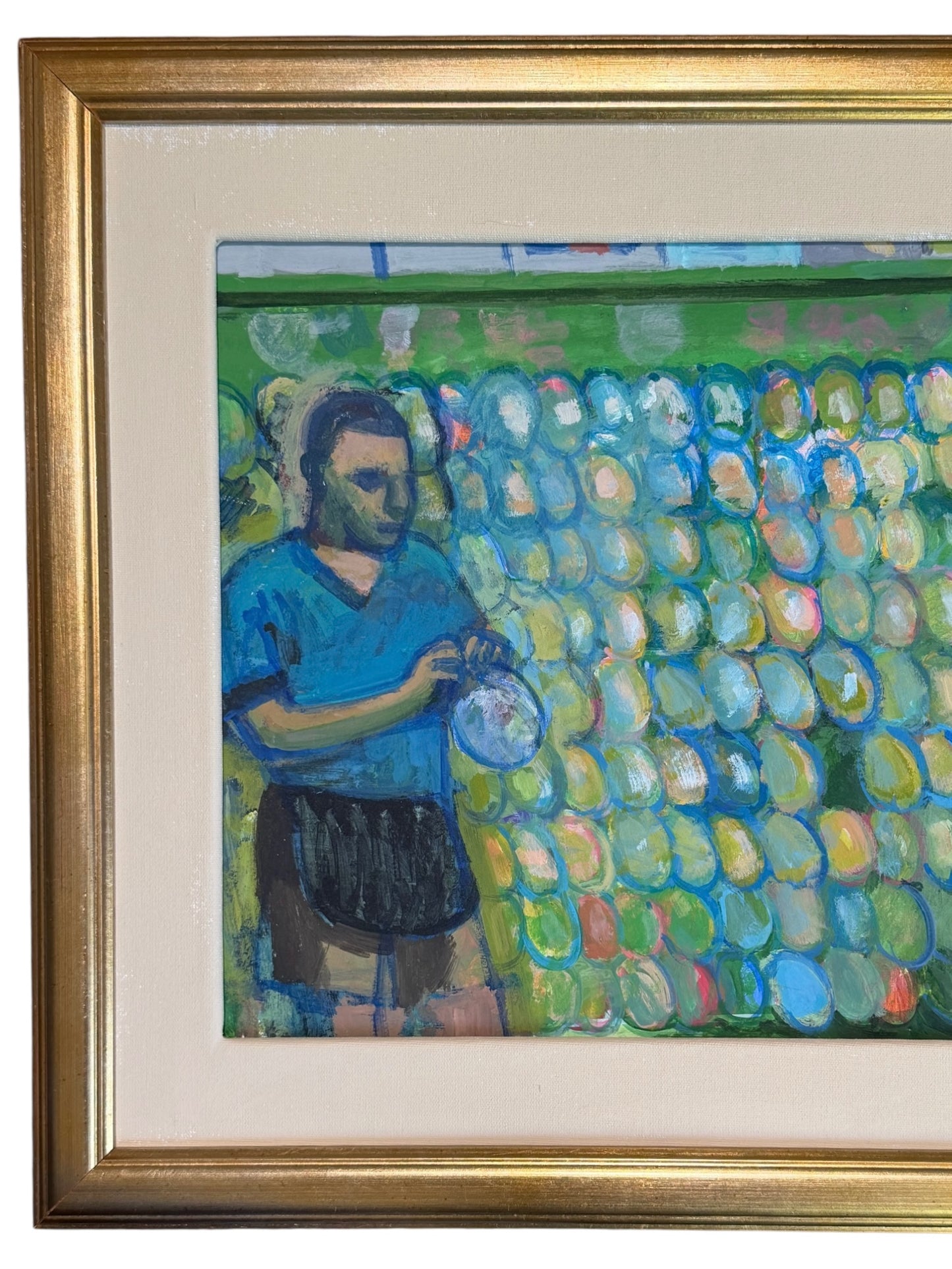 20th Century American John Mart Opie (b. 1936) Carnival Balloon Game Painting on Board, Artist Framed