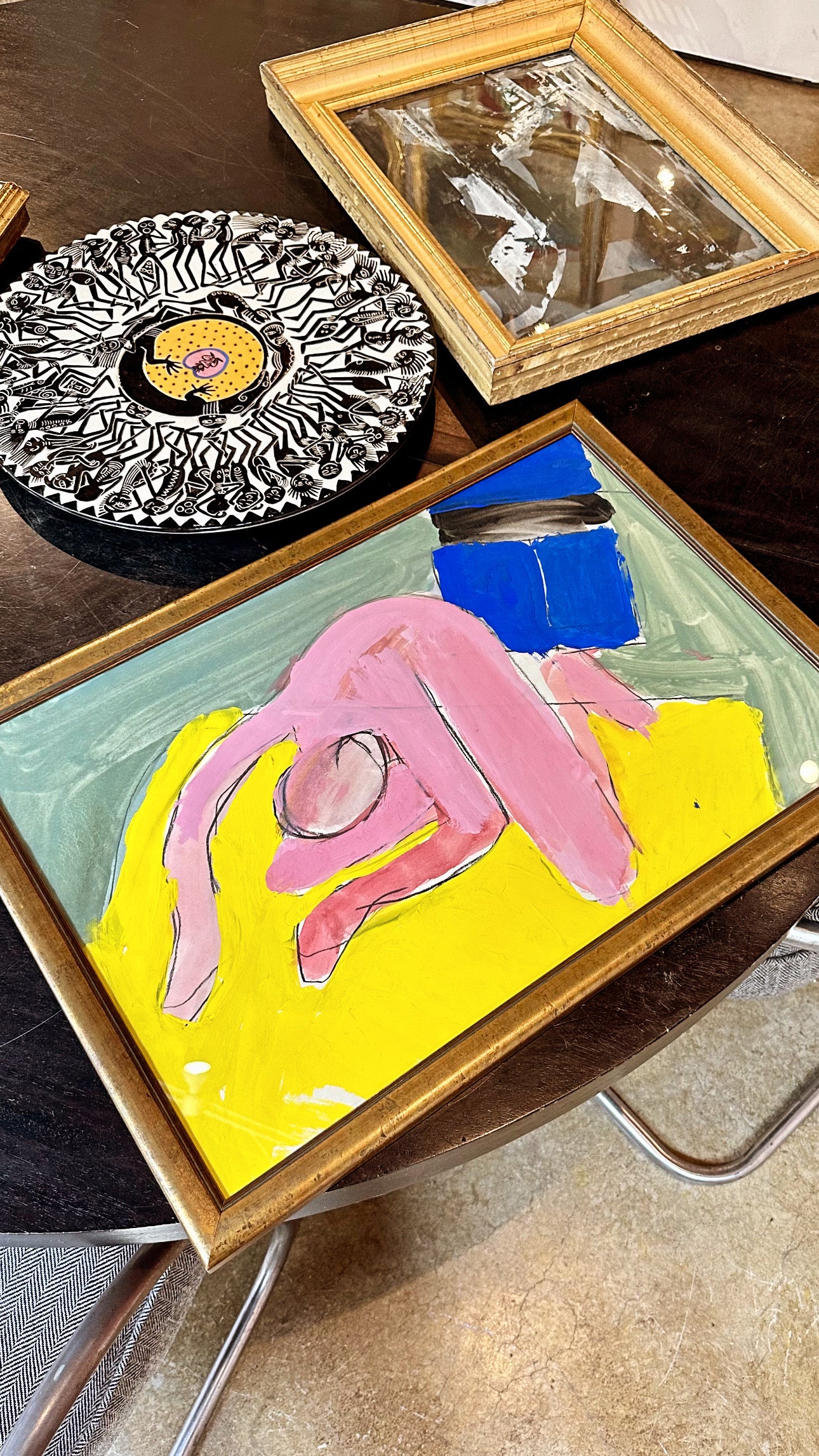 Harley Francis 1960s Paint on Paper Figurative Abstract, Framed