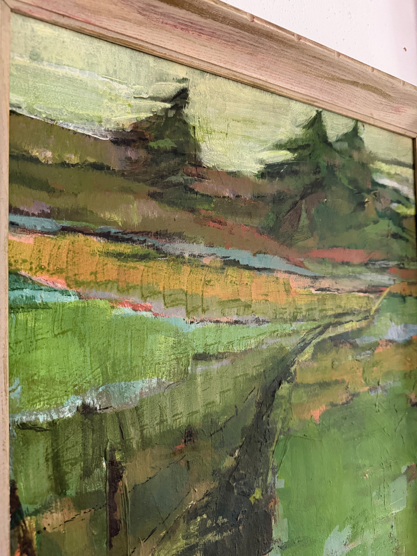 1973 Oil on Panel Landscape in Mid Century Frame by Oregon Artist J. Floren (1929-2017)