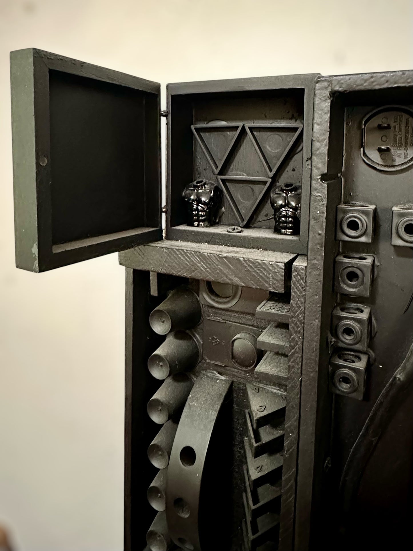 Artist Made Black Assemblage in the manner of Louis Nevelson, Signed & Dated