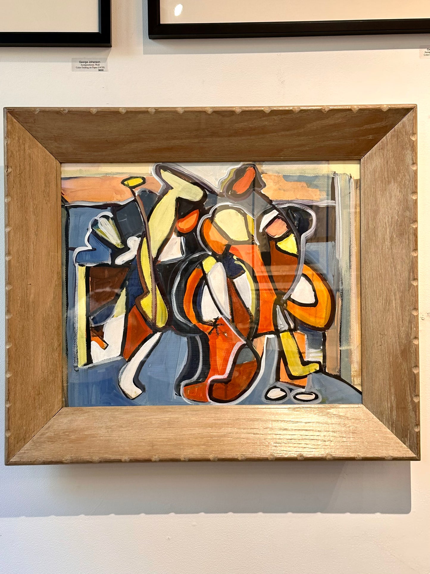 1960s Abstract Painting on Paper in Vintage Deep Cove Frame