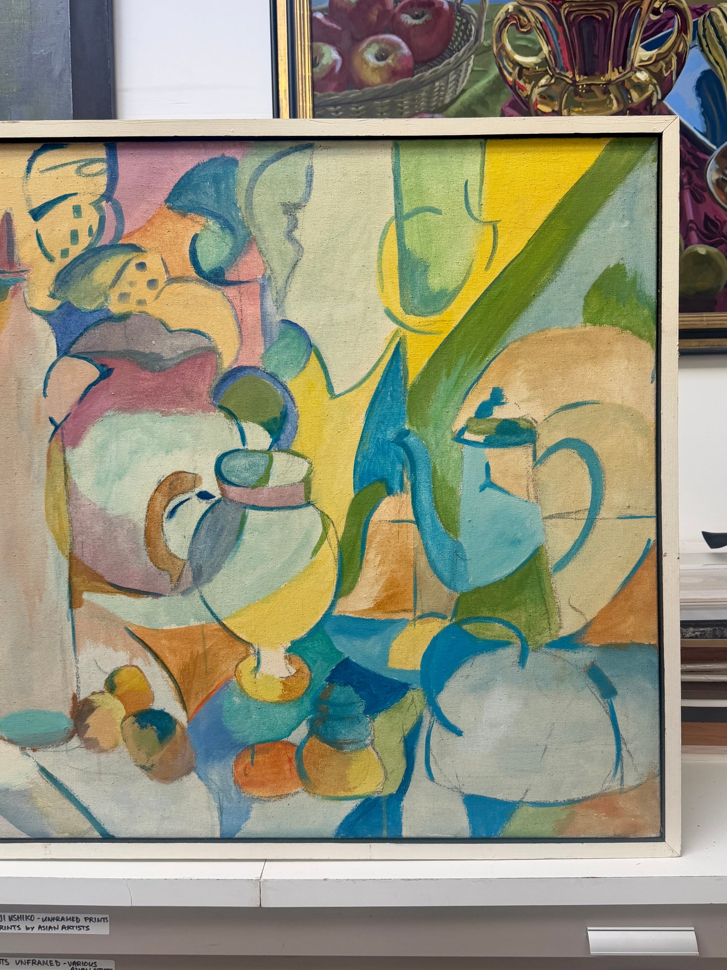 Large Scale 1960s Oil on Canvas abstract still life painting, signed Paxton