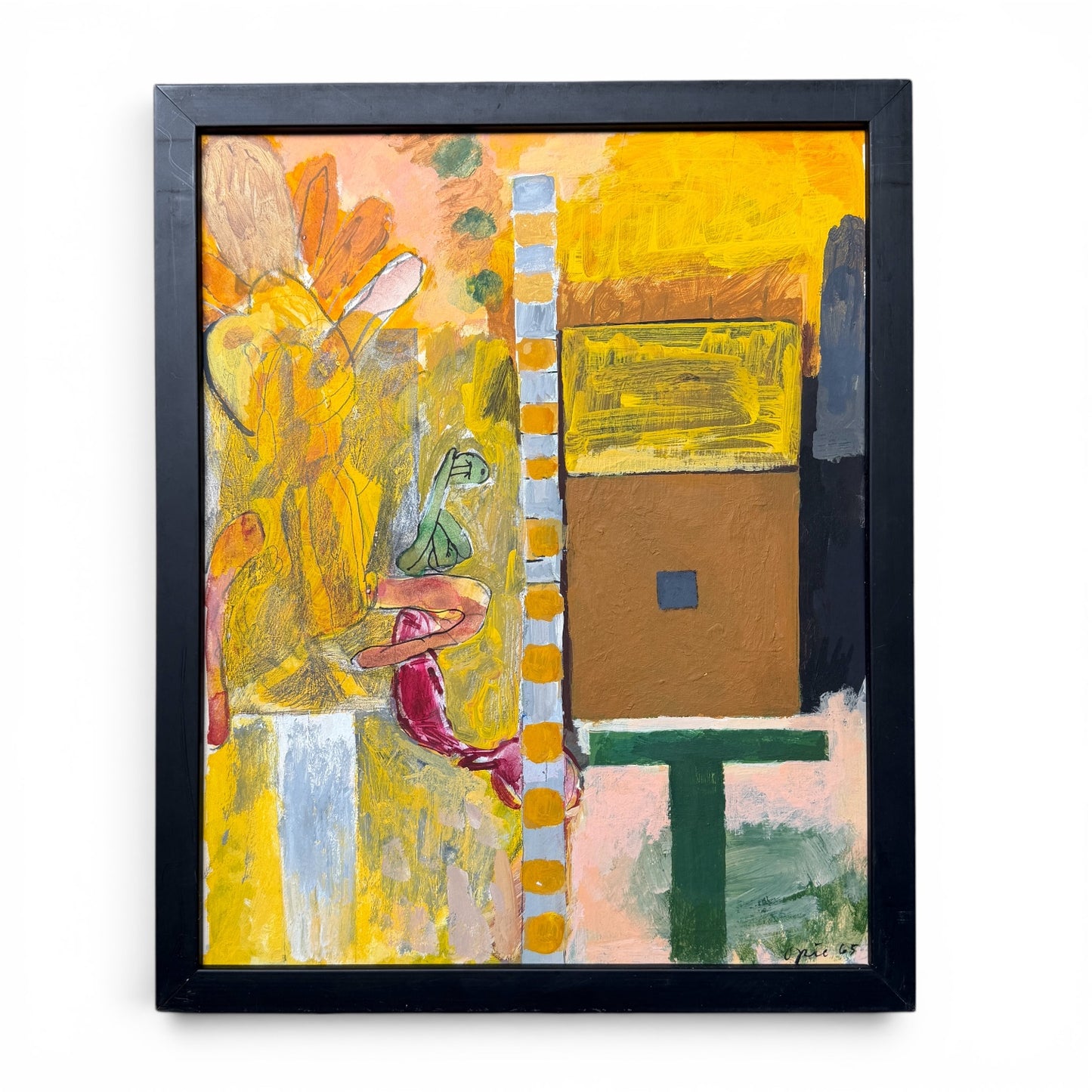 20th Century American John Mart Opie (b.1936) Abstract Painting on Paper, 1965, Framed