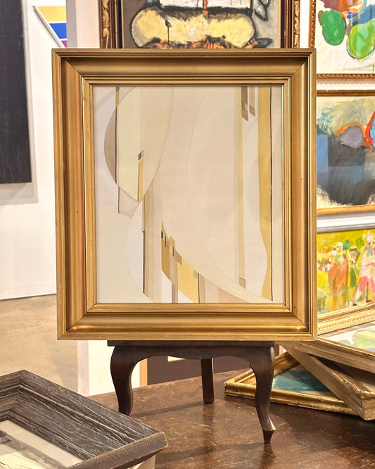 1976 Abstract Watercolor, signed H. Turowski, vintage gilt frame