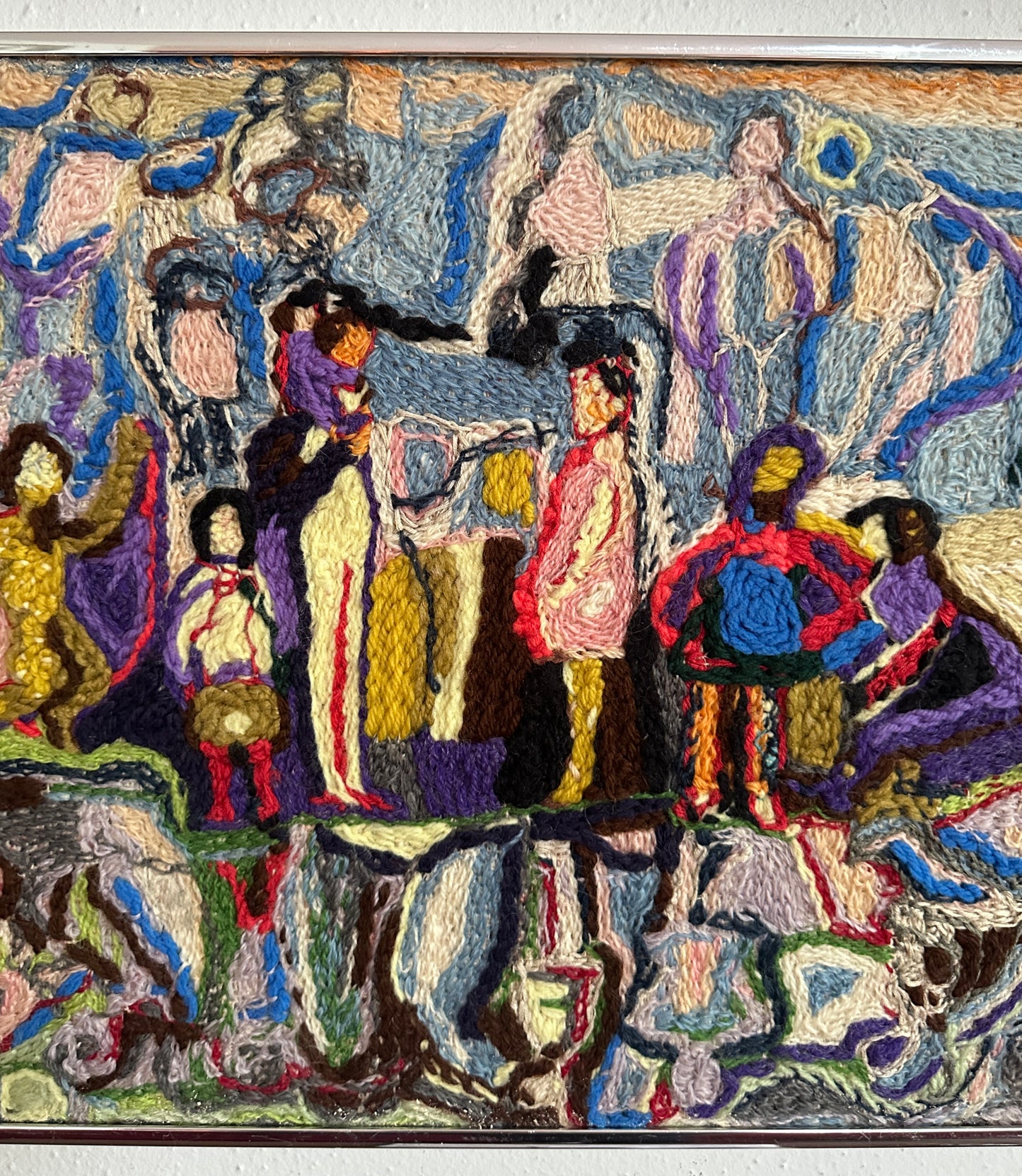 20th Century Abstract Figurative Chain Stitch Fiber Art