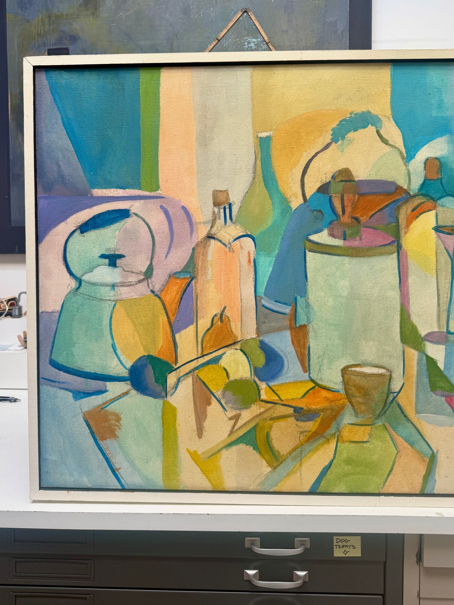 Large Scale 1960s Oil on Canvas abstract still life painting, signed Paxton