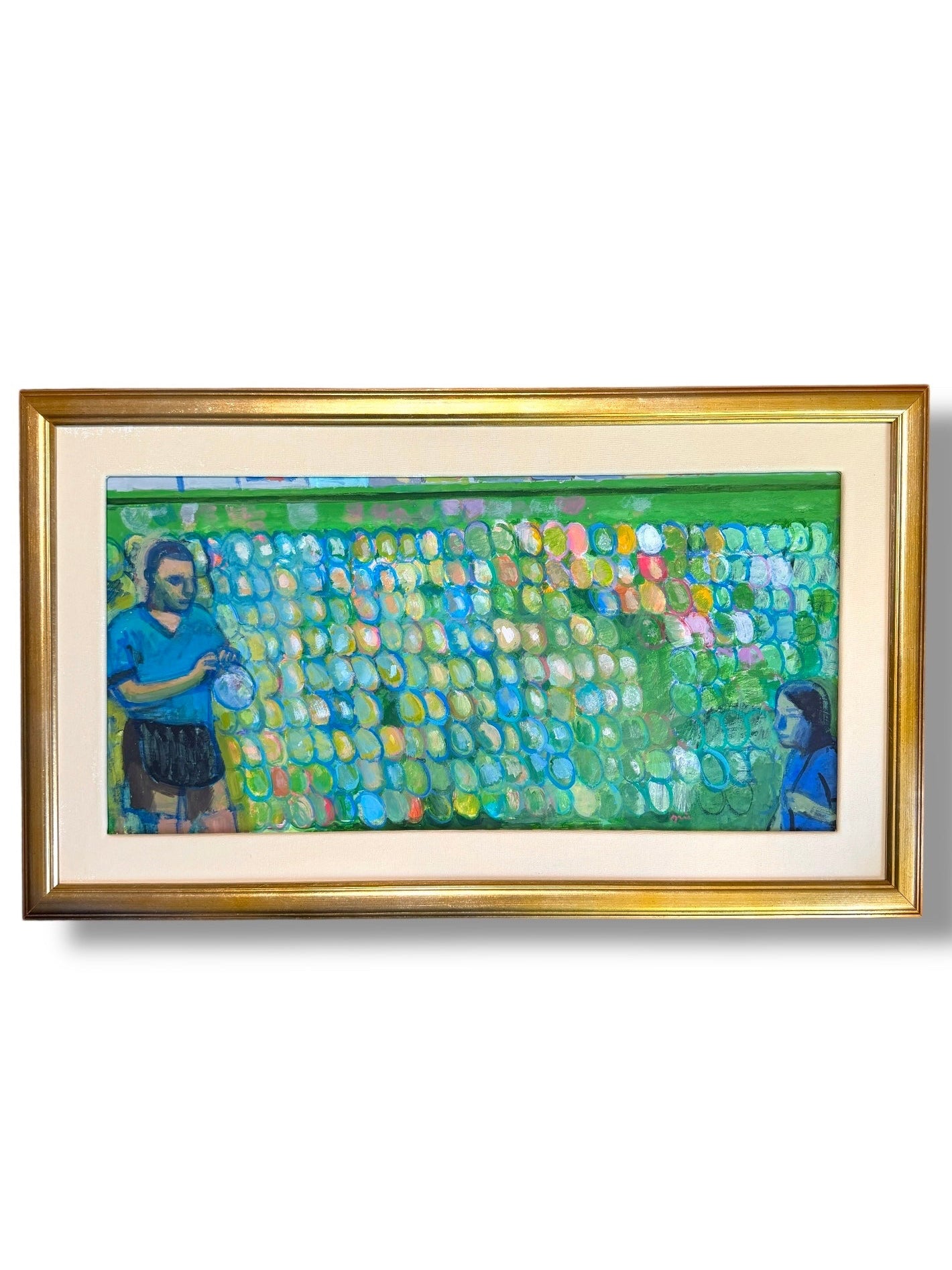 20th Century American John Mart Opie (b. 1936) Carnival Balloon Game Painting on Board, Artist Framed