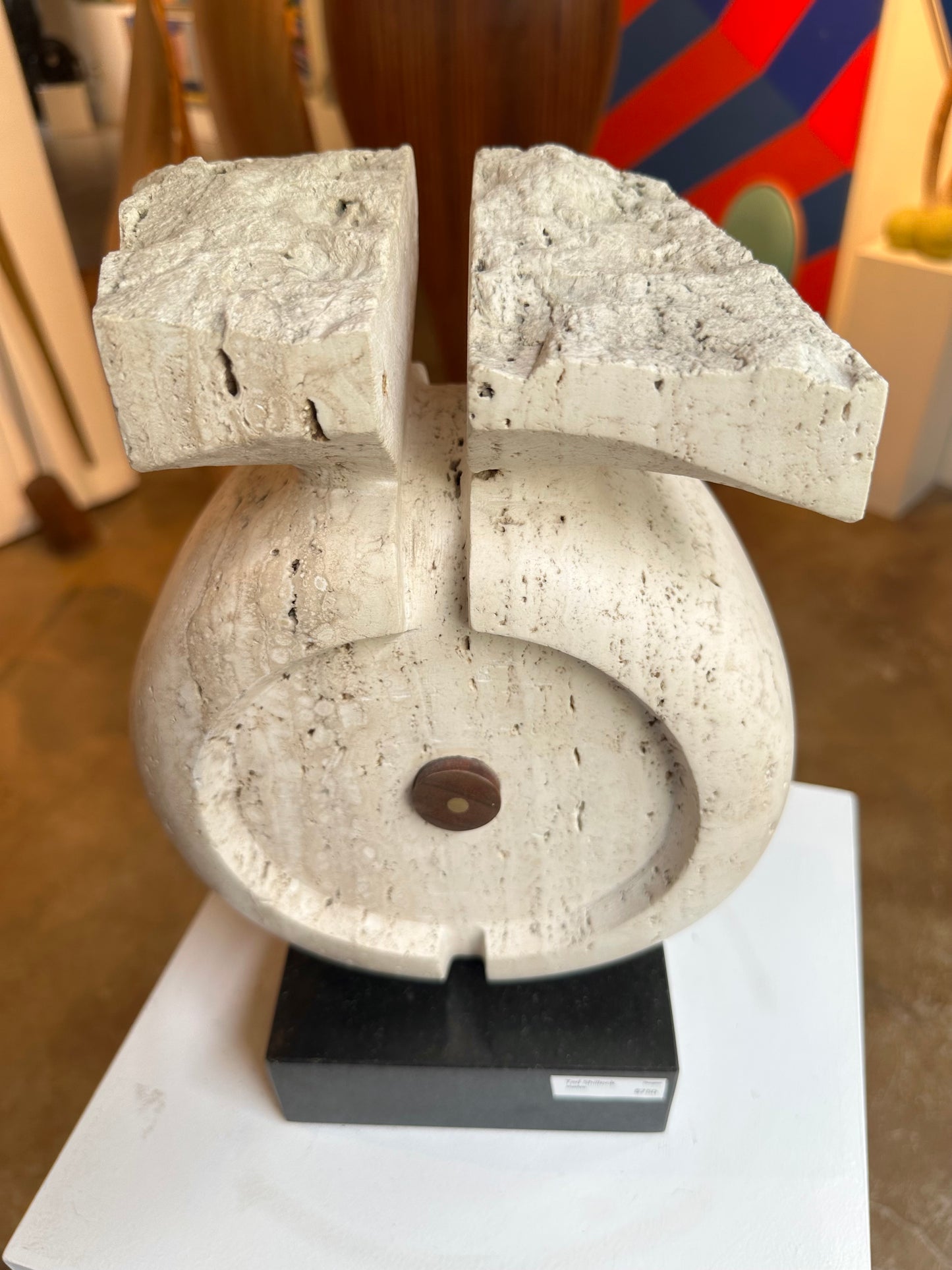 Travertine marble sculpture by PNW artist Ted Shillock (b.1944)
