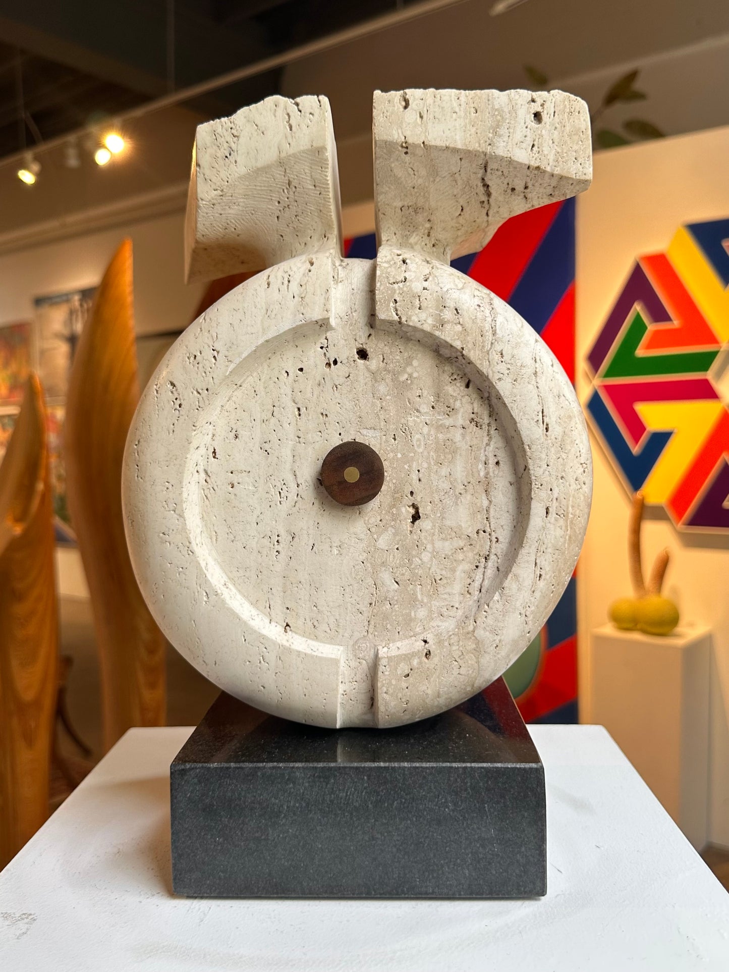 Travertine marble sculpture by PNW artist Ted Shillock (b.1944)