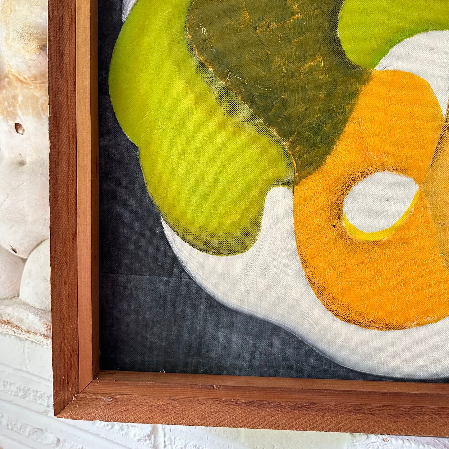 1963 Paint on Canvas Abstract Composition by Cicely De Beers (1892-1973) in Cedar Frame