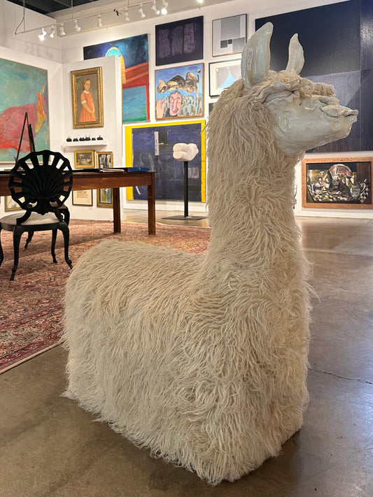 Edna Cataldo 1990s Signed Flocati Wool Llama Sculptural Chair