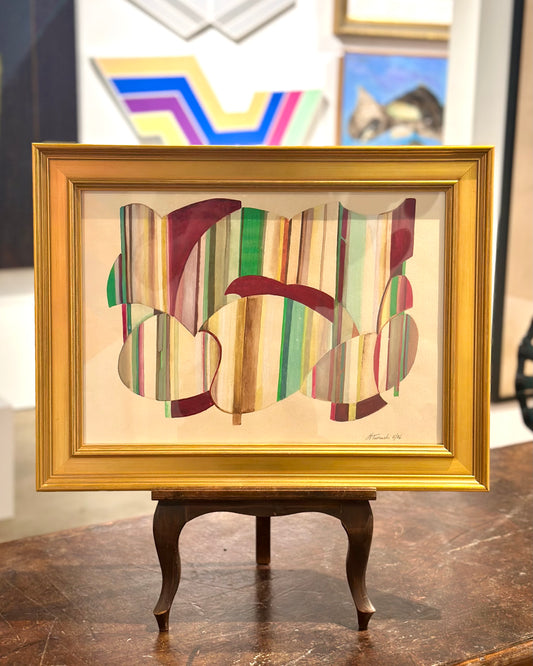 1976 Abstract Watercolor, signed H. Turowski, custom gilt frame