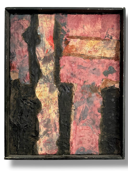 Abstract Mixed Media Painting on Board 1980s Artist R. Dubin (no. 4)