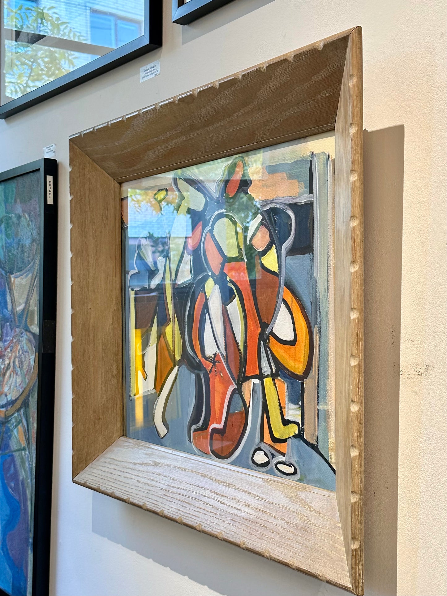 1960s Abstract Painting on Paper in Vintage Deep Cove Frame