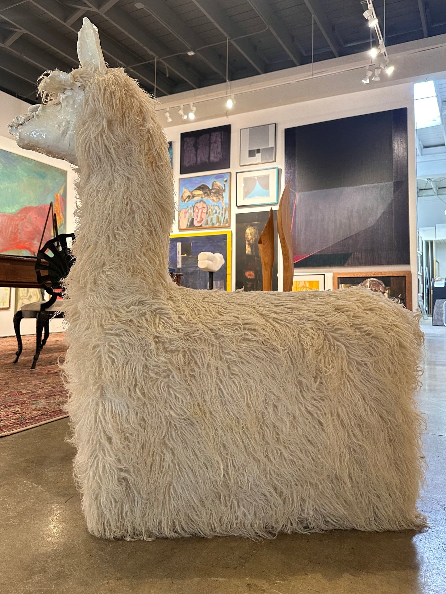 Edna Cataldo 1990s Signed Flocati Wool Llama Sculptural Chair