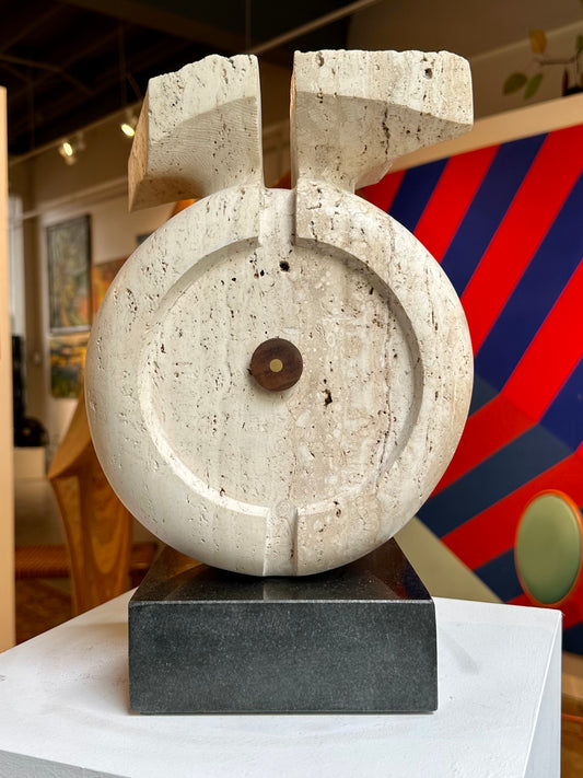 Travertine marble sculpture by PNW artist Ted Shillock (b.1944)